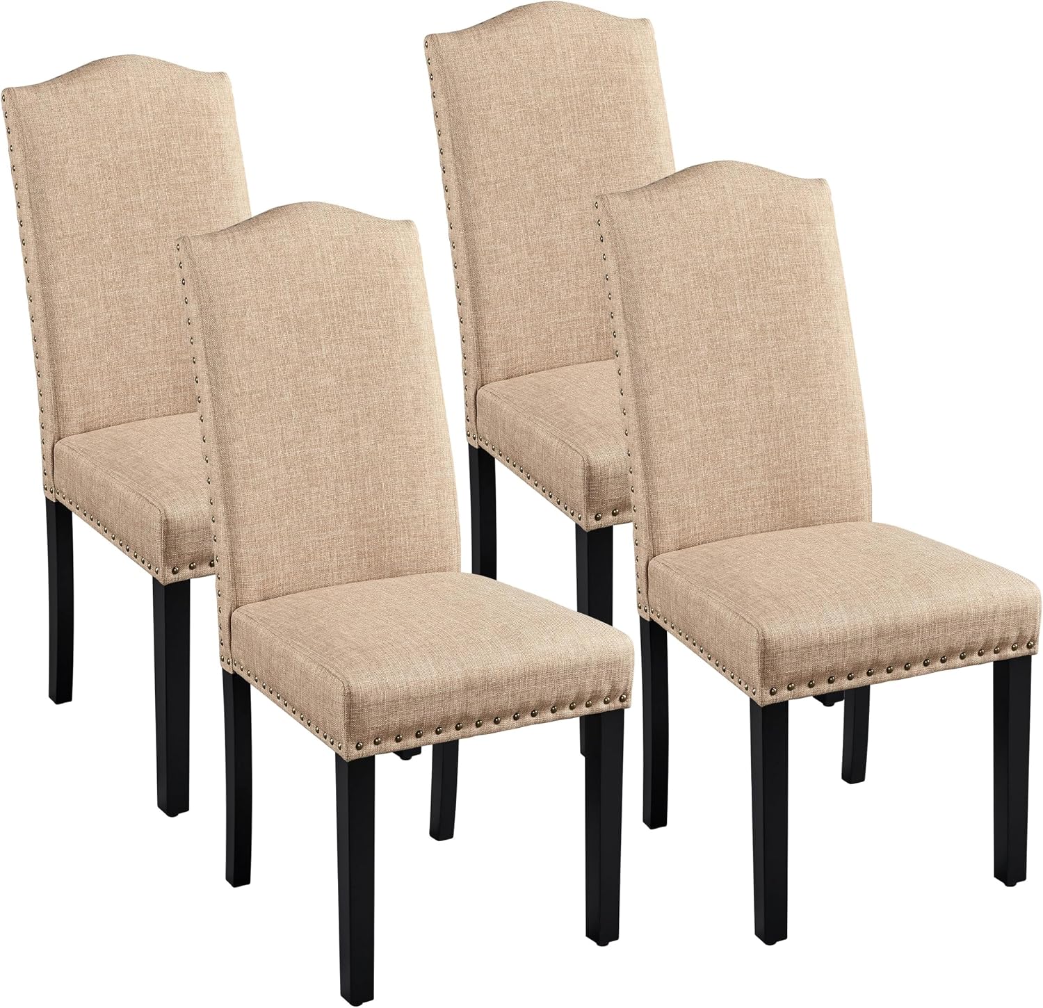 Yaheetech Dining Chairs Set of 2 High Back Parson Chairs Khaki