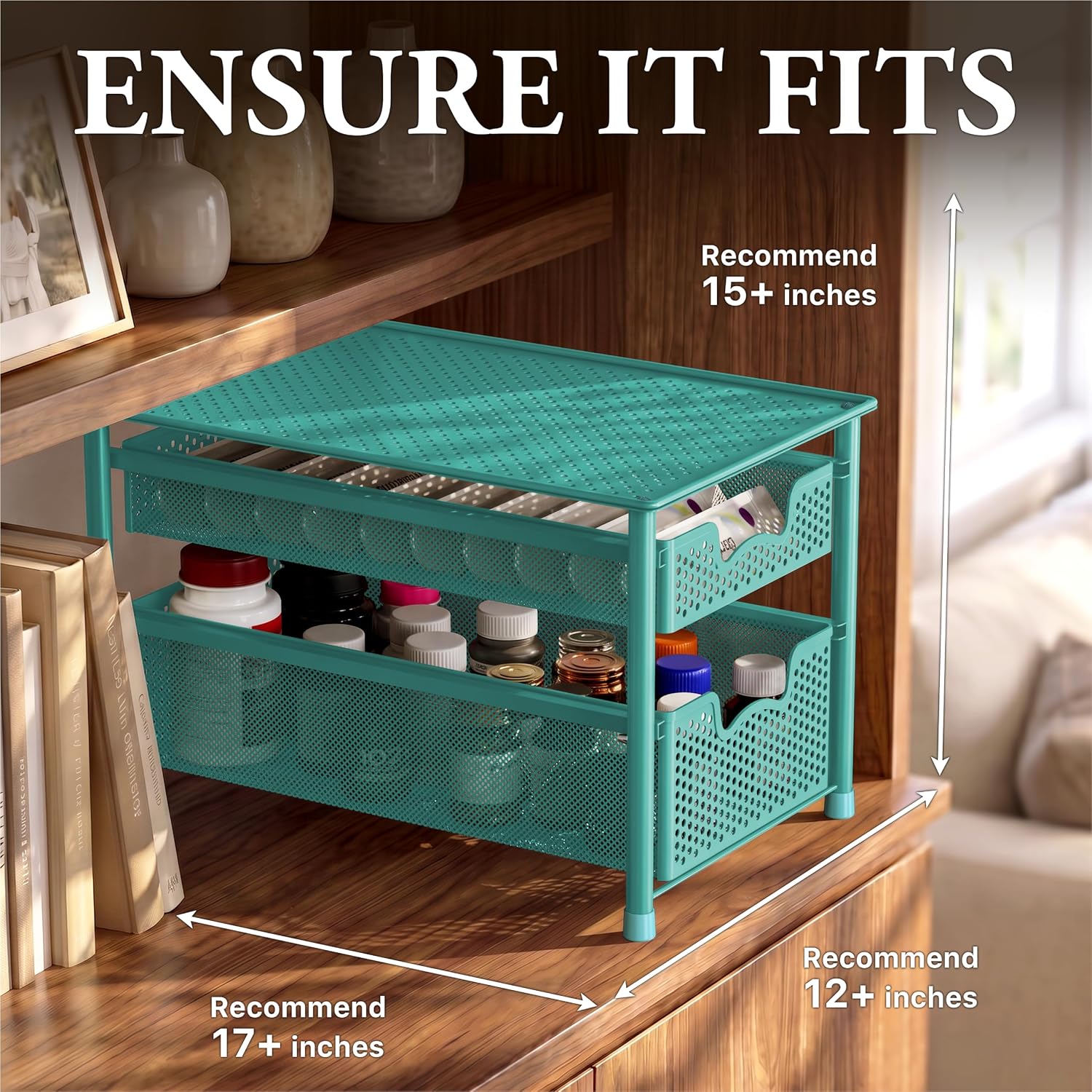 Simple Houseware Stackable 3 Tier Sliding Basket Organizer Drawer, Silver