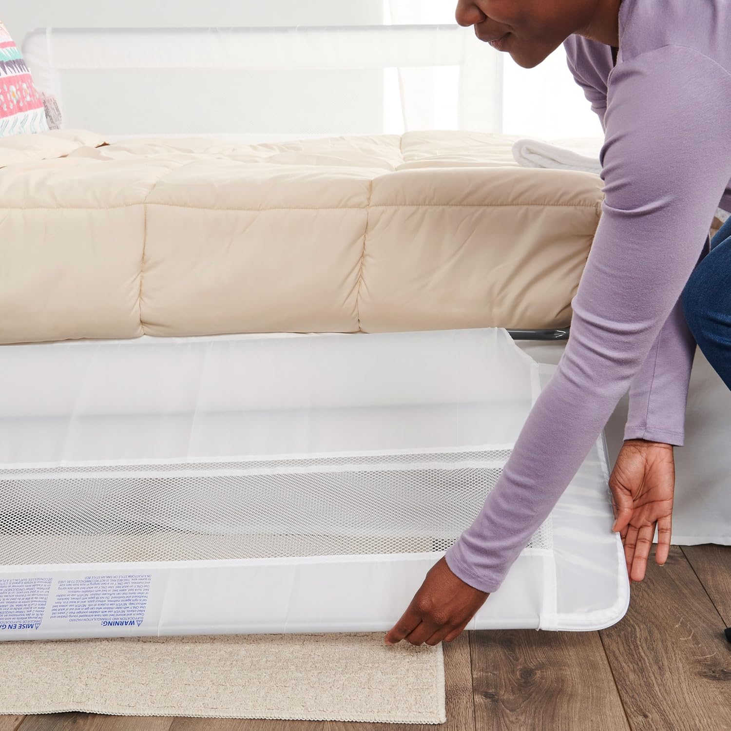 Regalo Safety 54” Extra Long Hideaway Bed Rail Guard for Toddlers, Toddler Bed Rail with Reinforced Anchor Safety System, 20” Tall Bed Safety Rail, Fits Twin, Full & Queen Beds
