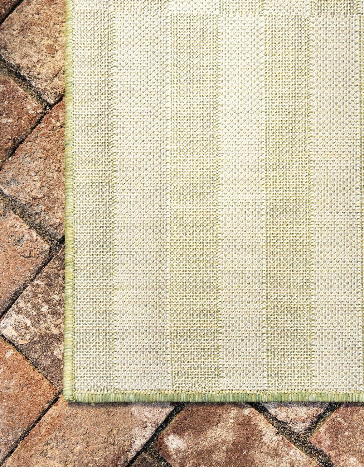Unique Loom Outdoor Striped Collection Area Rug - Striped (7' 1" x 10' Rectangle, Taupe/Ivory)