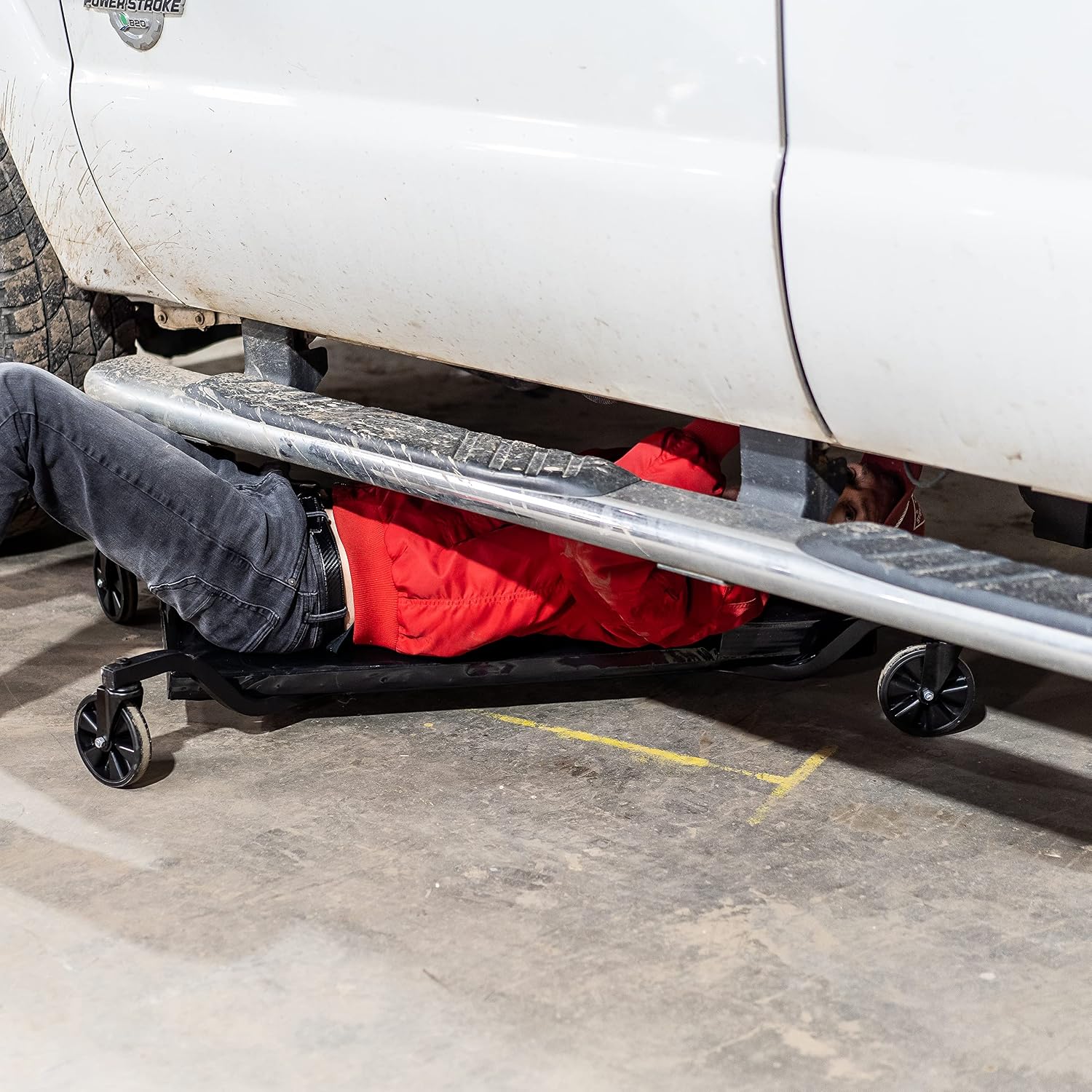 Traxion 1-200 King Crawler Rolling Automotive Mechanic Creeper W/All-Terrain 5" Casters,Black