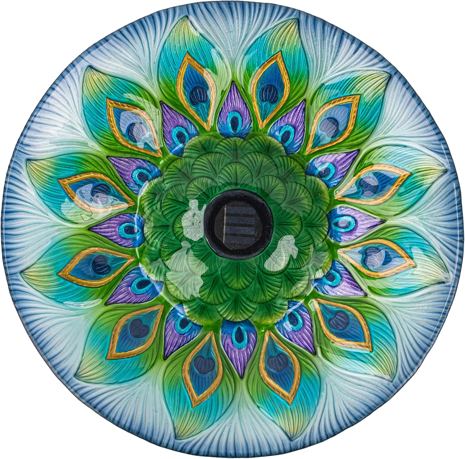 Teamson Home Handpainted Hummingbird Fusion Glass Birdbath Bowl Feeder with Metal Stand for Outdoor Patio Garden Backyard Decking, 21 Inch Height, Purple/Light Blue | Fusion Glass, Metal Stand, Outdoor Patio Garden Backyard Decking, 21 Inch Height