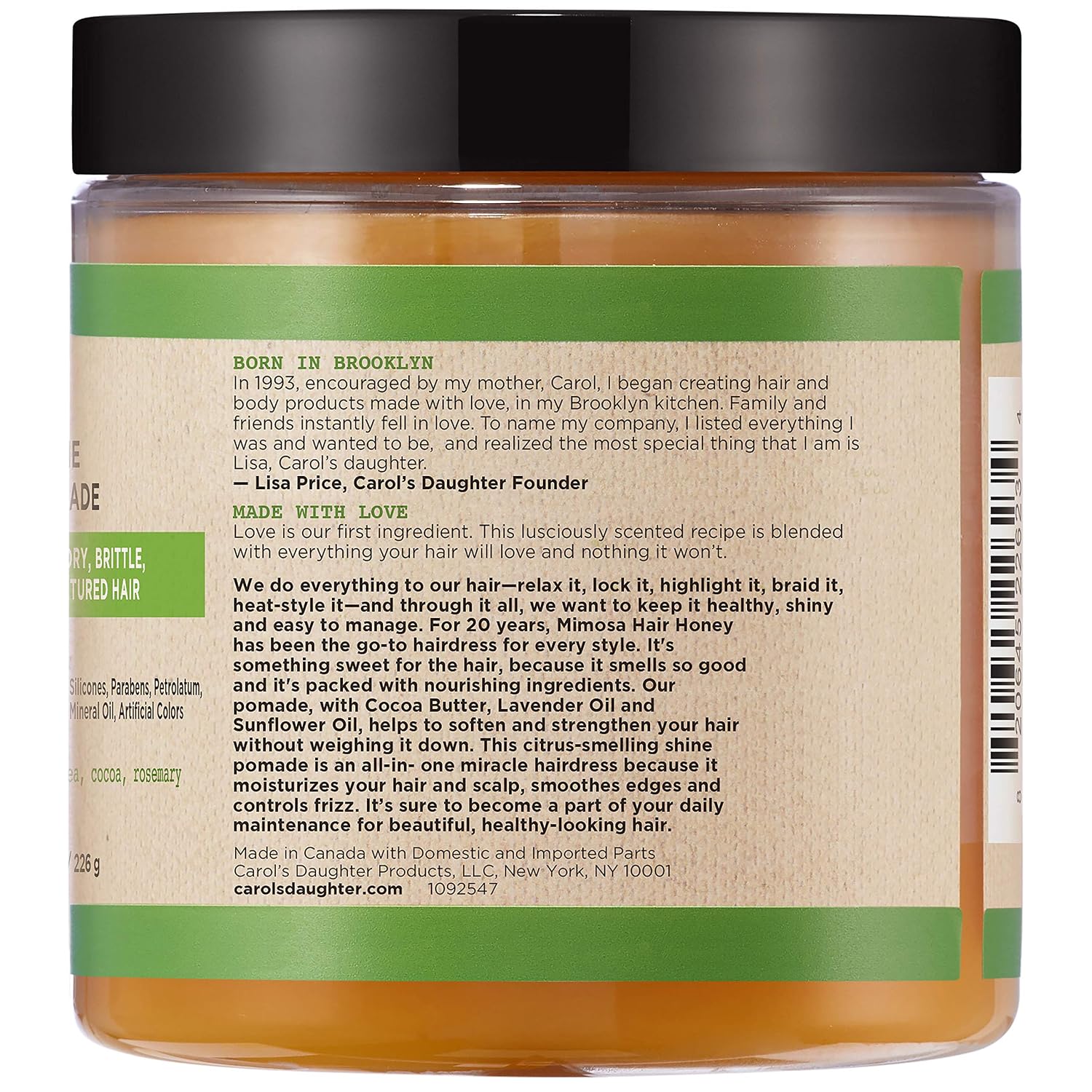 Carol's Daughter Mimosa Hair Honey Shine Pomade for Textured and Curly Hair - with Shea Butter & Rosemary Oil, 8 fl oz