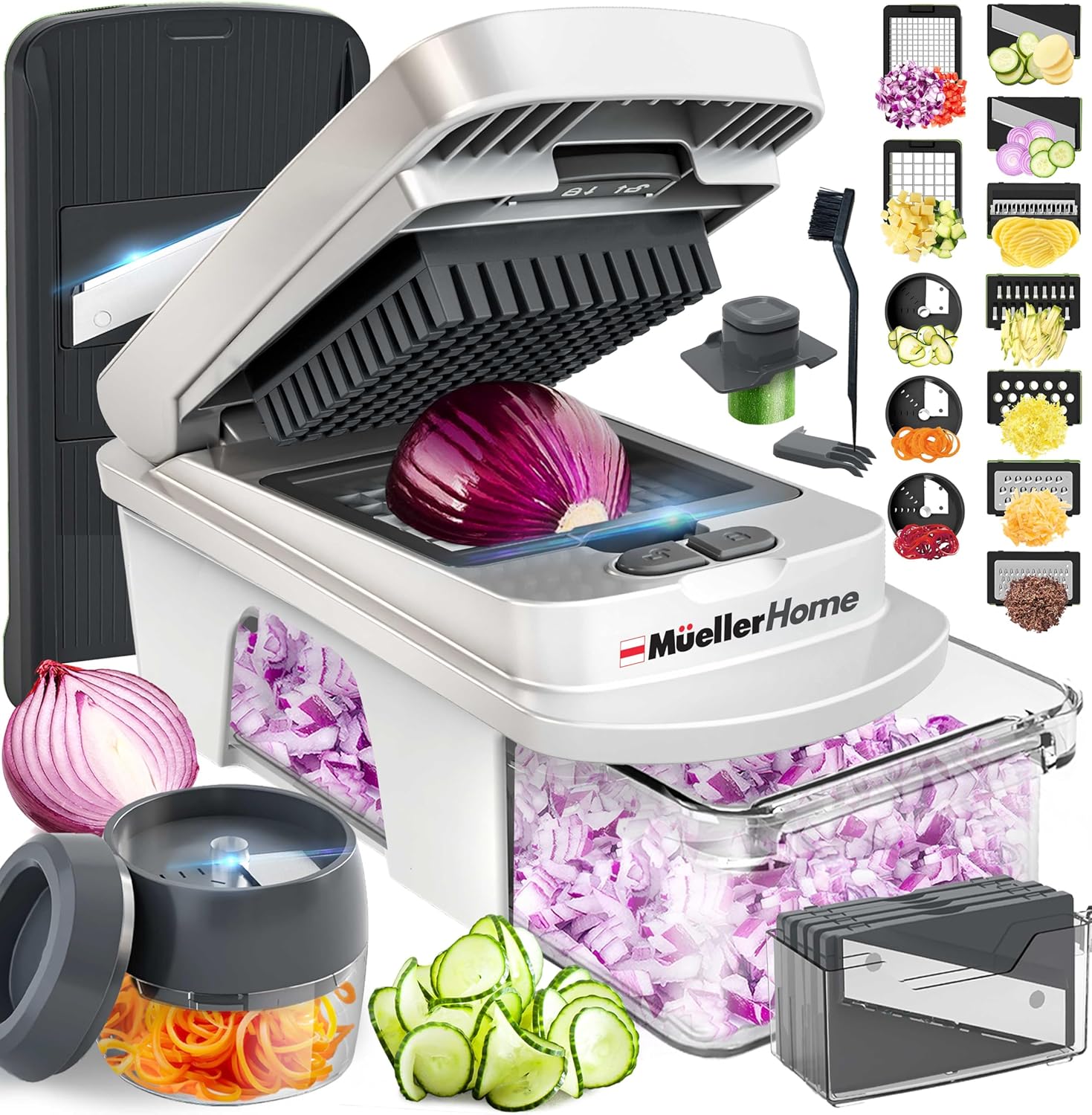 Mueller The Real Original Pro Vegetable Chopper & Mandoline Slicer, 10-in-1