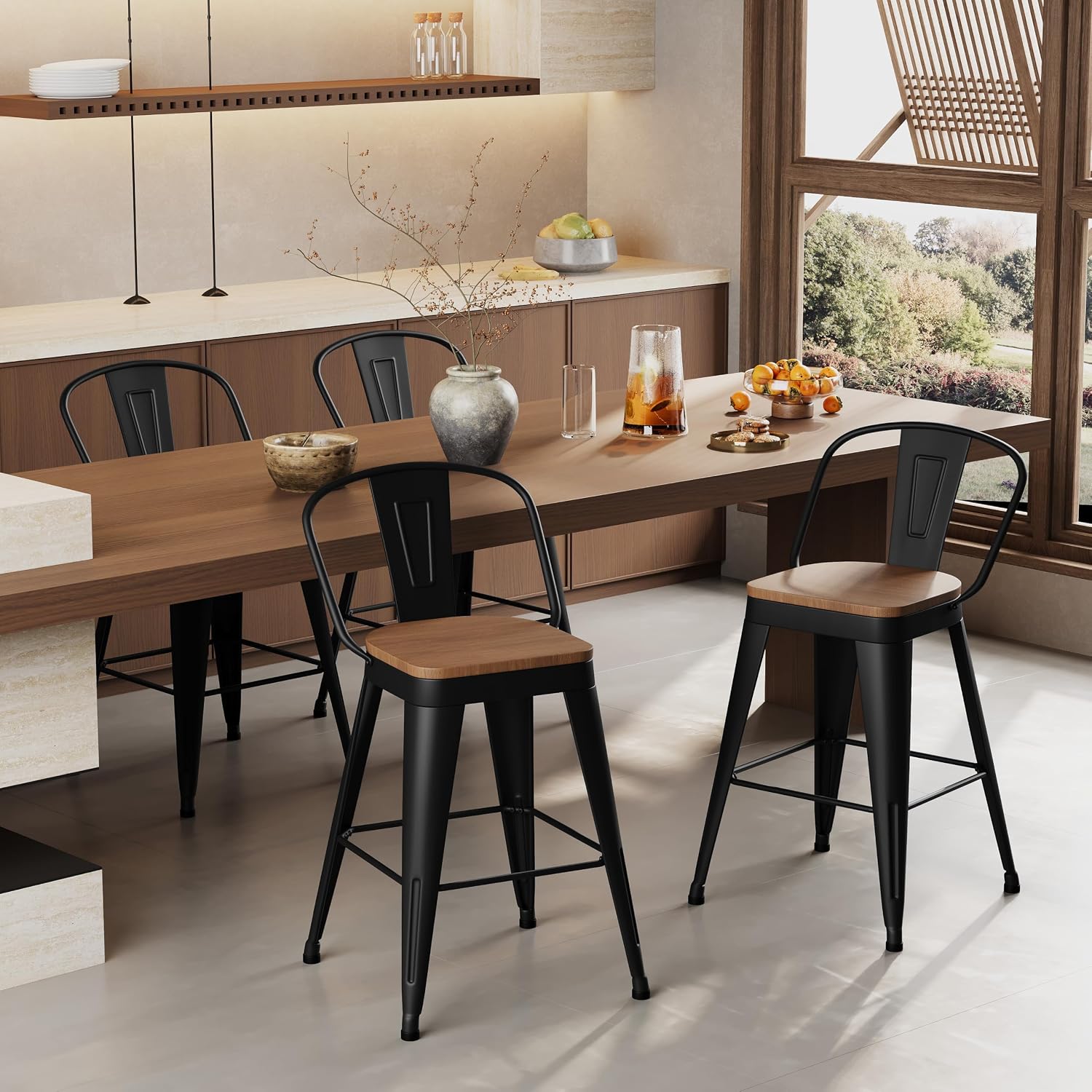 Aklaus Metal Bar Stools Set of 4