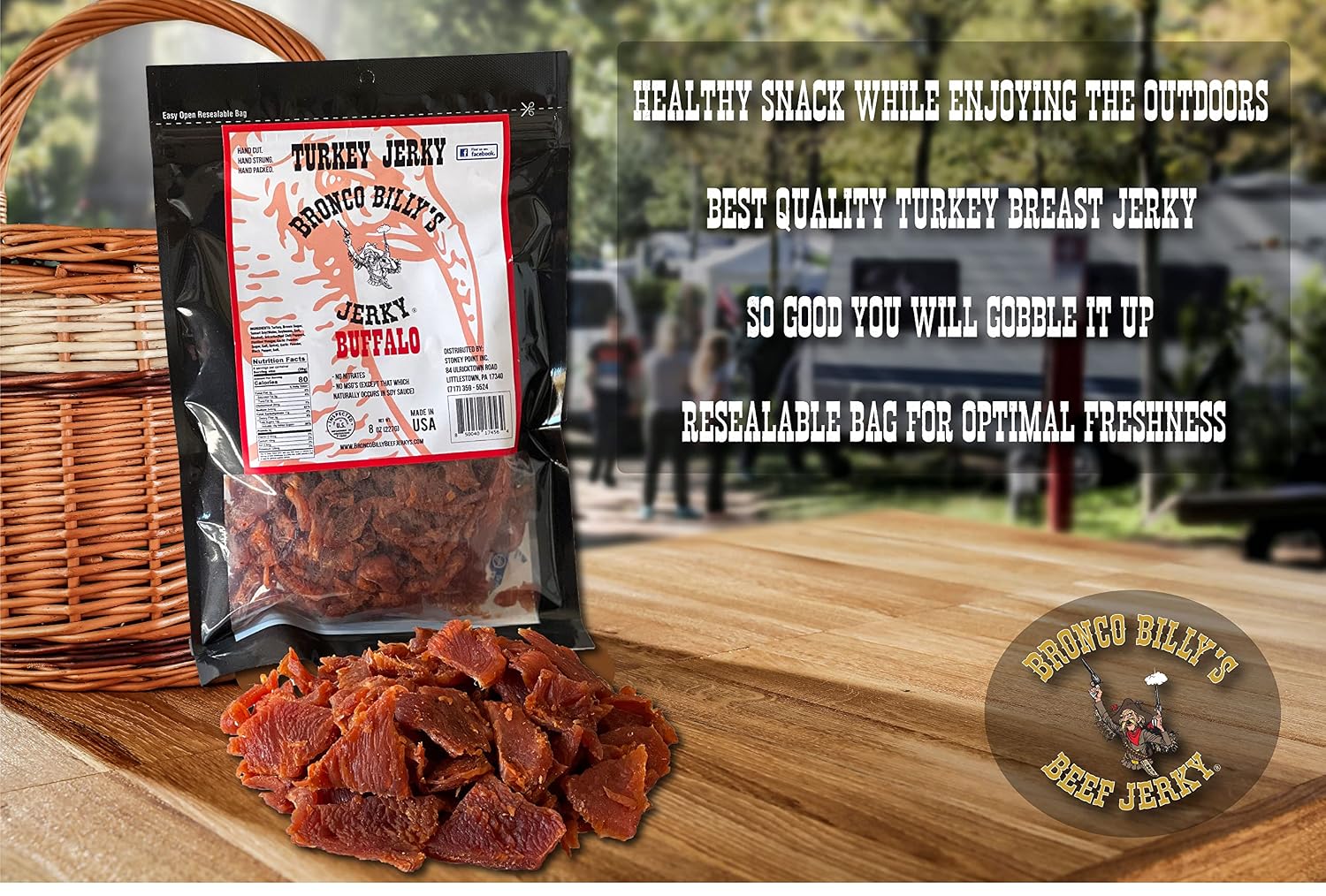 Bronco Billy's Beef Jerky Hickory Smoked Old Country Half Pound Resealable Bag