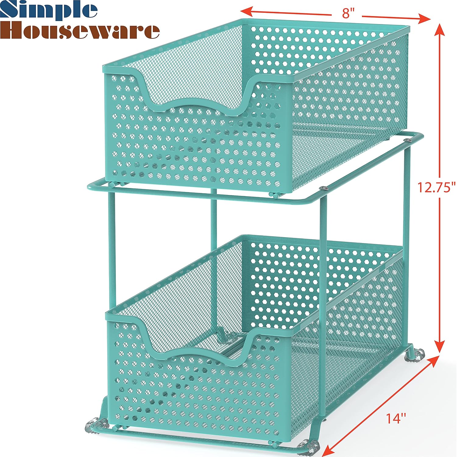Simple Houseware 2 Tier Sliding Cabinet Basket Organizer Drawer, White