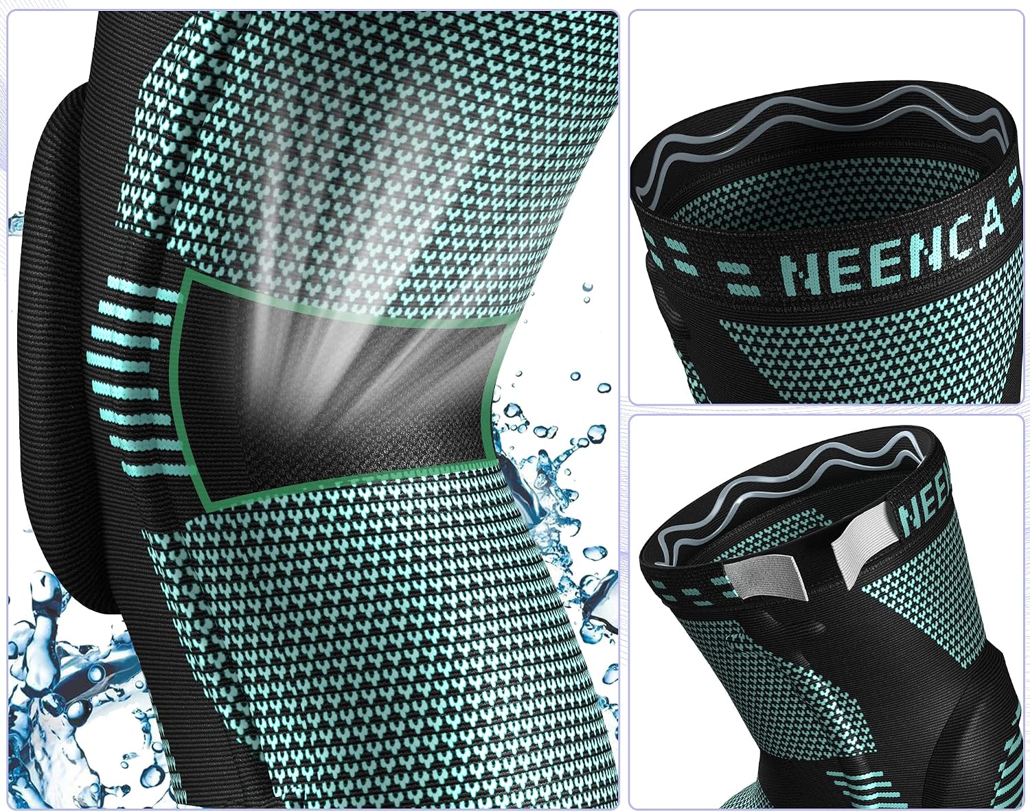 NEENCA Knee Braces for Knee Pain Relief, Compression Knee Sleeves with Patella Gel Pad & Side Stabilizers, Knee Support for Weightlifting, Running
