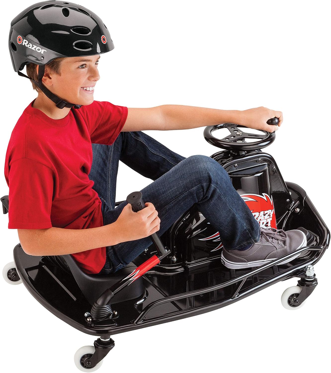 Razor Crazy Cart DLX for Kids Ages 9+ - 24V Electric Drfting Go Kart - Enhanced Drift Bar, Brodie Knob Steering, Variable Speed, Up to 12 mph
