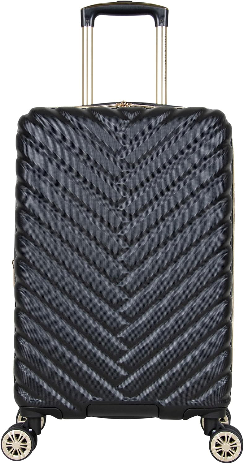Kenneth Cole REACTION Madison Square Lightweight Hardside Chevron Expandable Spinner Luggage, Black, (28-Inch Checked)