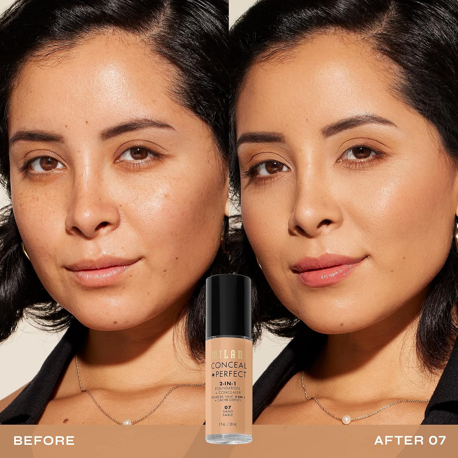 Milani Conceal + Perfect 2-in-1 Foundation + Concealer Makeup -13-Chestnut | Medium-To-Full Coverage, Natural-Matte Finish. Under Eye Corrector, Cover Redness & Imperfections. Waterproof & Sweat-Proof.