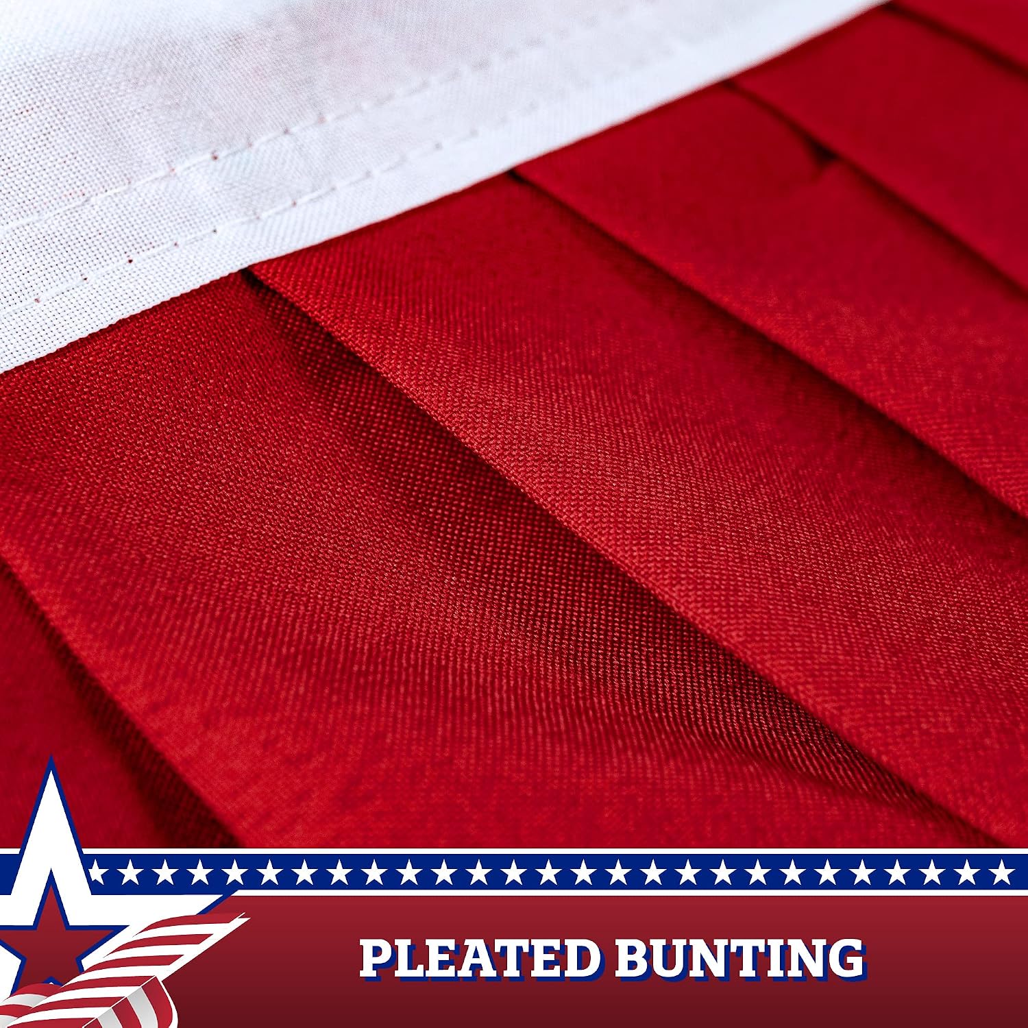 G128 - USA Pleated Fan Flag, 4x8 Feet American USA Bunting Decoration Flags Embroidered Patriotic Stars & Sewn Stripes Canvas Header Brass Grommets