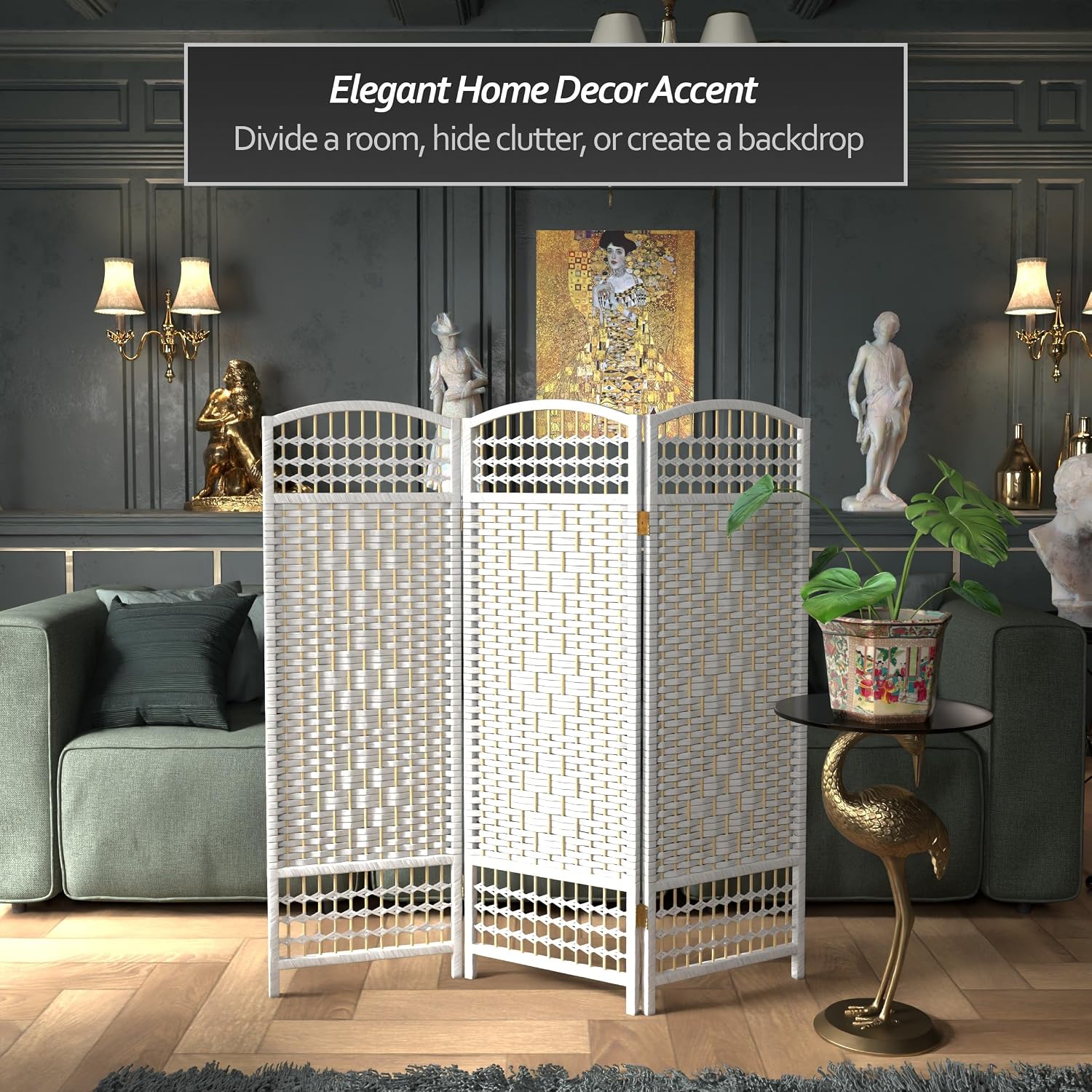 4 ft. Short Fiber Weave Folding Screen - Natural - 4 Panels