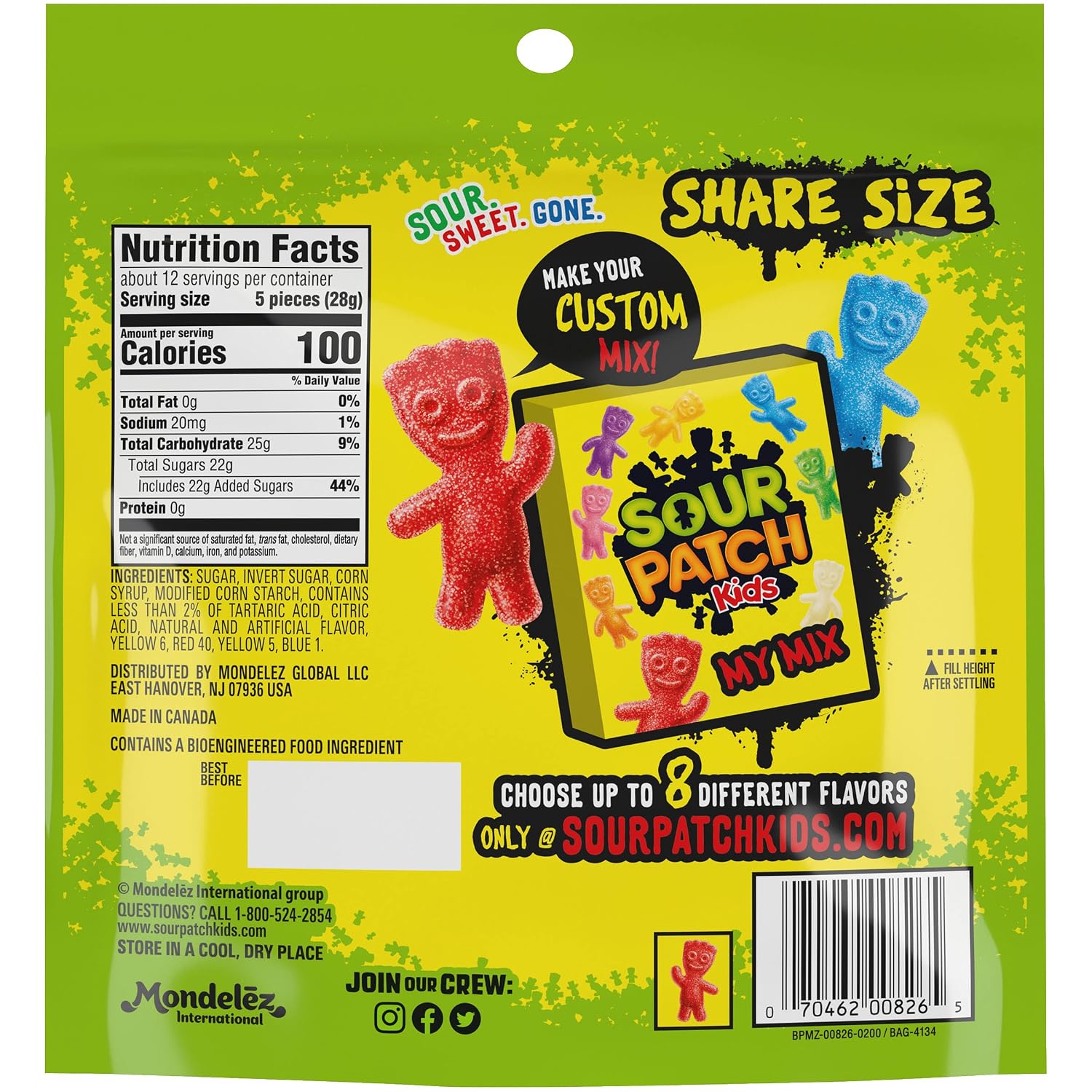 Sour Patch Kids, Big Kids Soft and Chewy Gummy Candy, Share Size, 12 Ounce