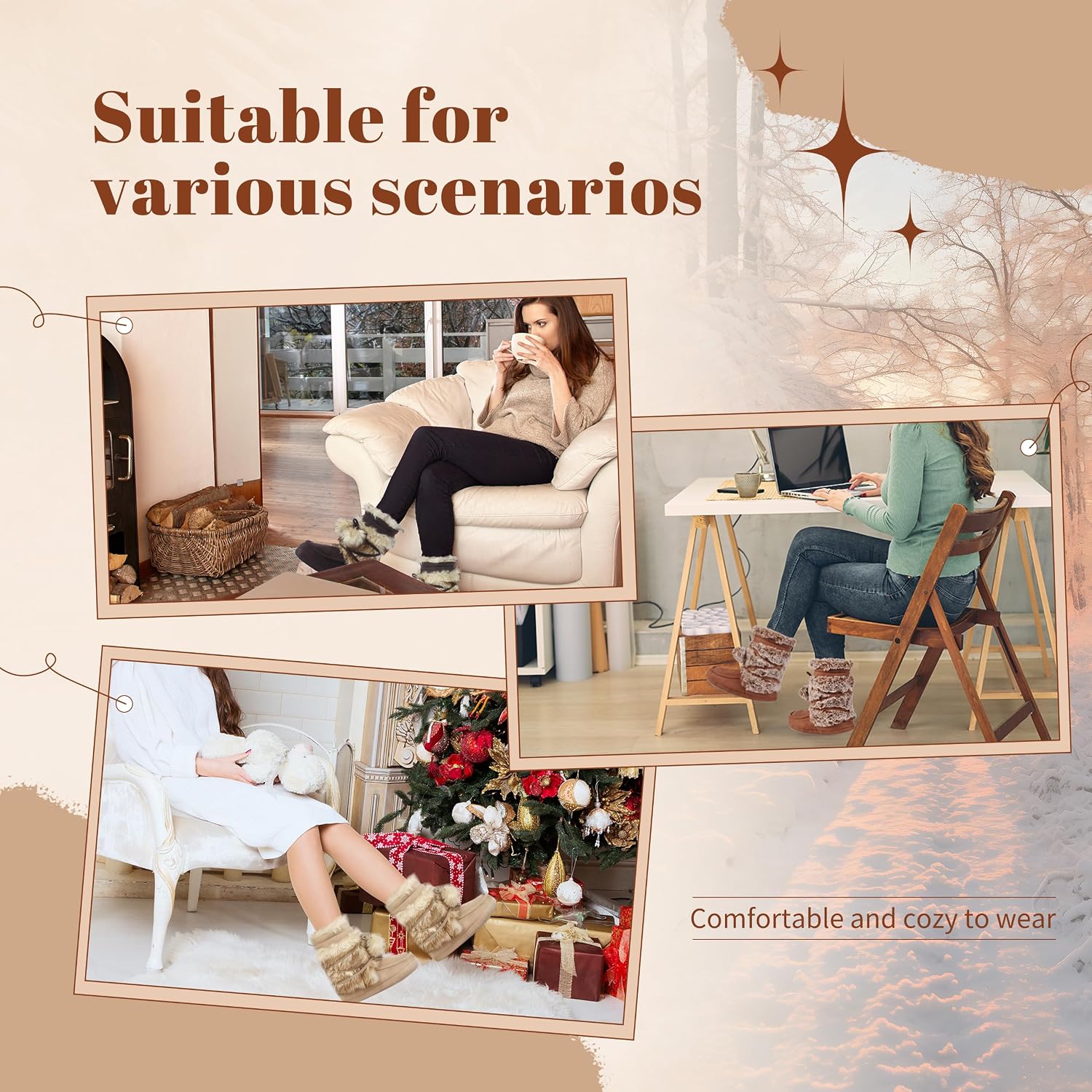 Home Slipper Women's Soft Fleece Plush Warm Indoor House Slipper Boots Shoes