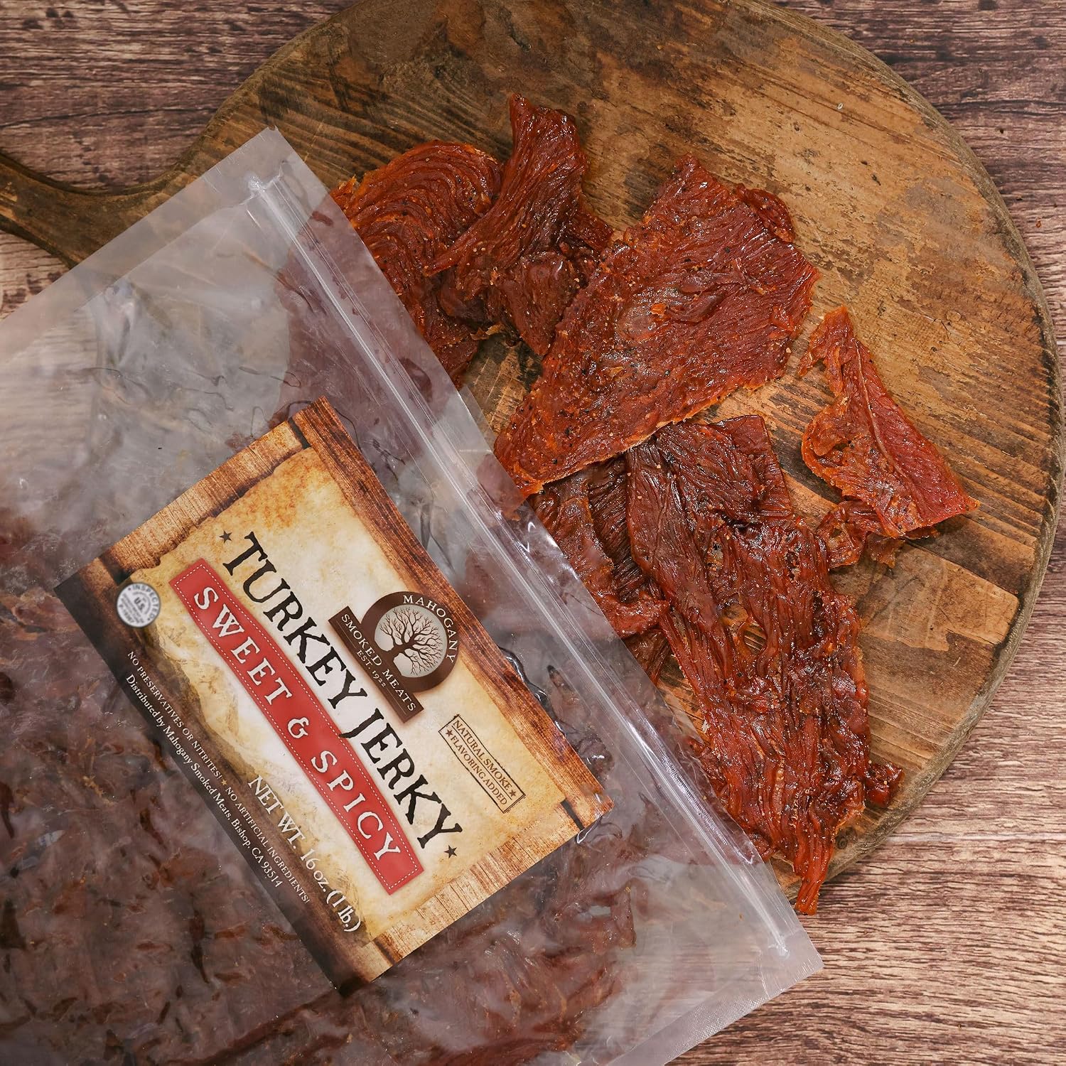Mahogany Smoked Meats: Sweet N Spicy Turkey Jerky - 16oz