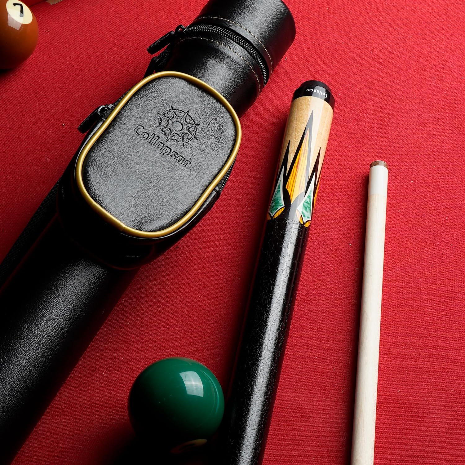 Collapsar CA Pool Stick with 1X1 Hard Case 58" Billiard Cue Stick | Canadian Maple Shaft with 13mm Cue Tip,19-21 oz Professional Pool Cue Set