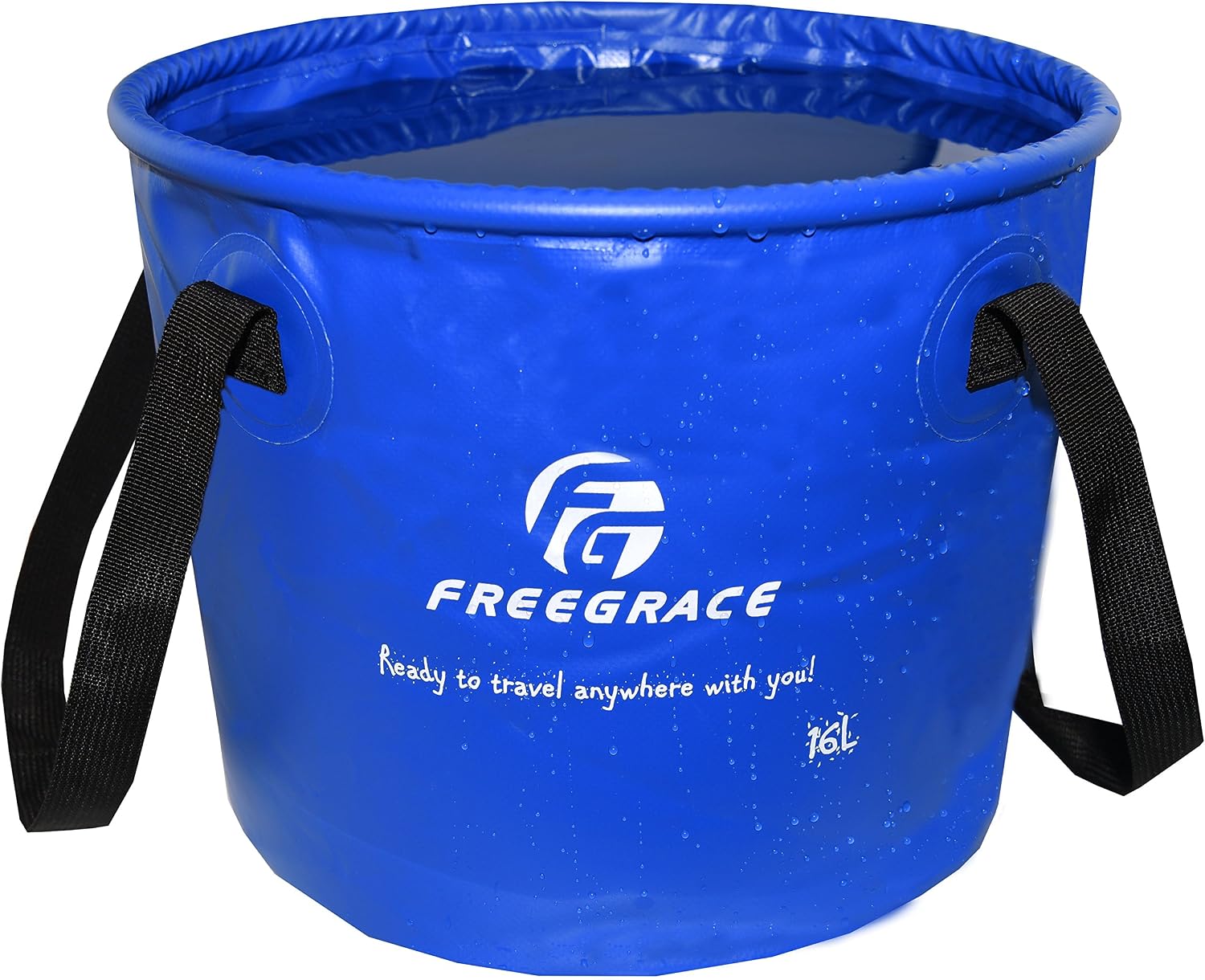 Freegrace Collapsible Bucket with Mesh Tool Pocket - 10L, 16L & 23L Portable Folding Water Container - Heavy Duty 500D Tarpaulin, BPA-Free Wash Basin for Camping, Fishing, RV, and Car Washing