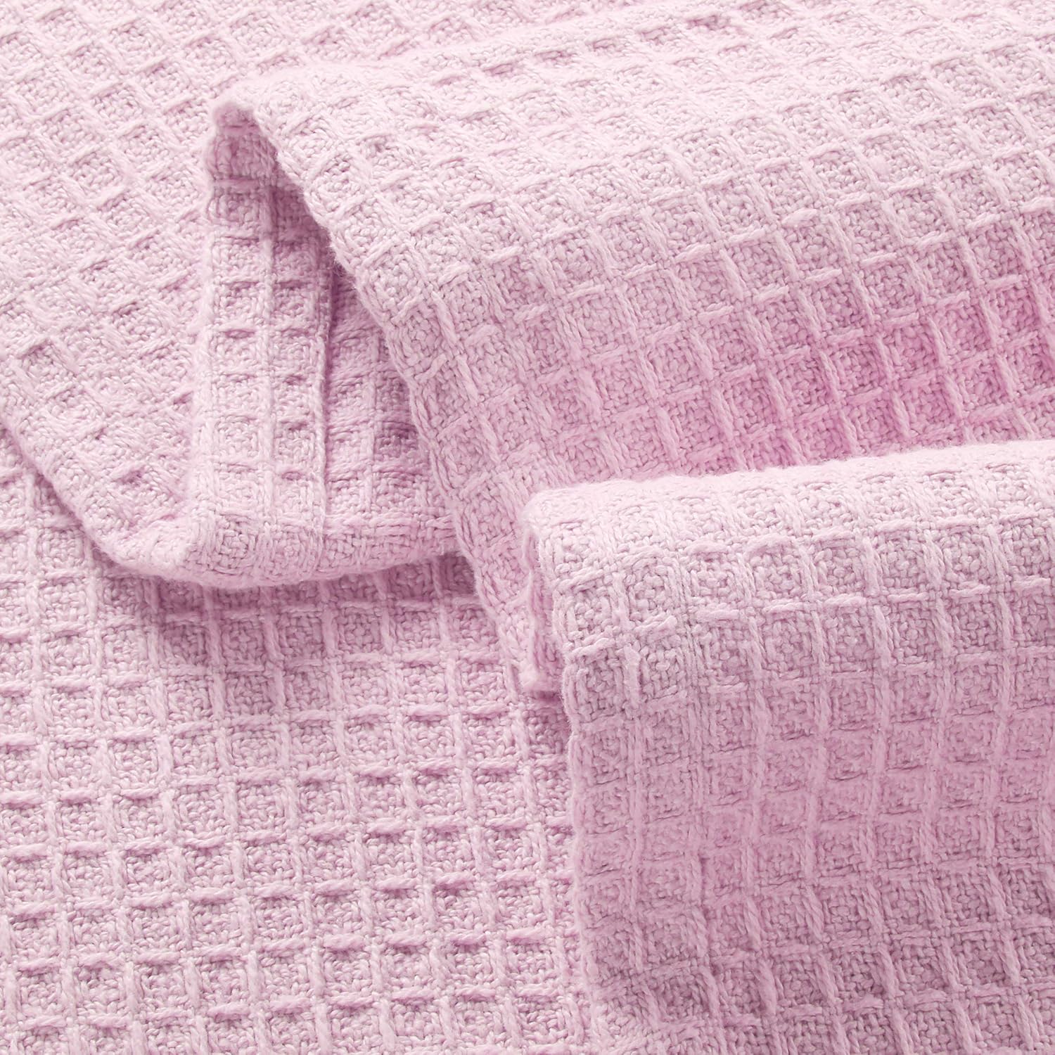 Glamburg 100% Cotton Thermal Bed Blanket, Soft Waffle, Queen Size, All Season, Navy Blue