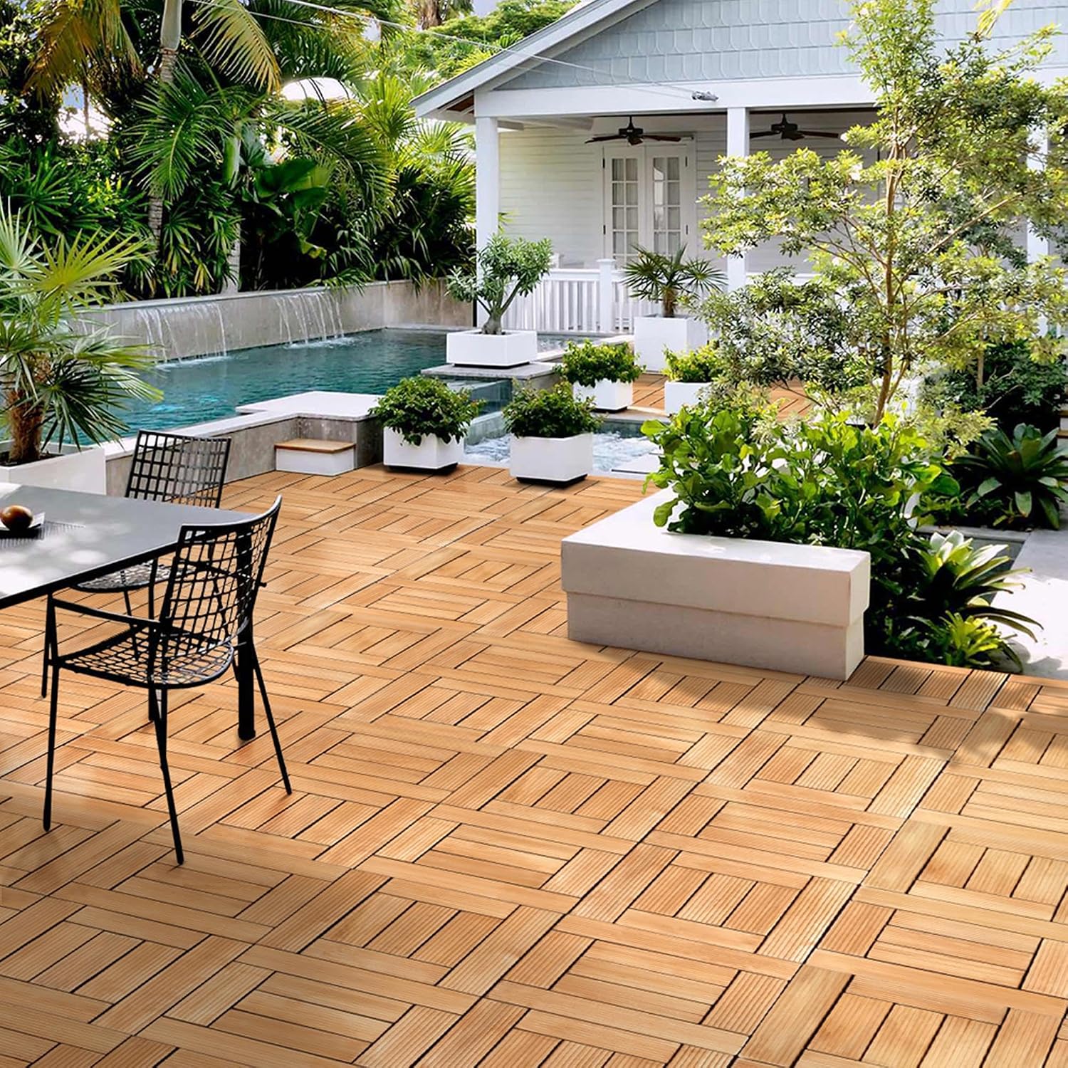 Yaheetech 27PCS Patio Floor Tiles Outdoor Interlocking Deck 12 x 12in,Wood