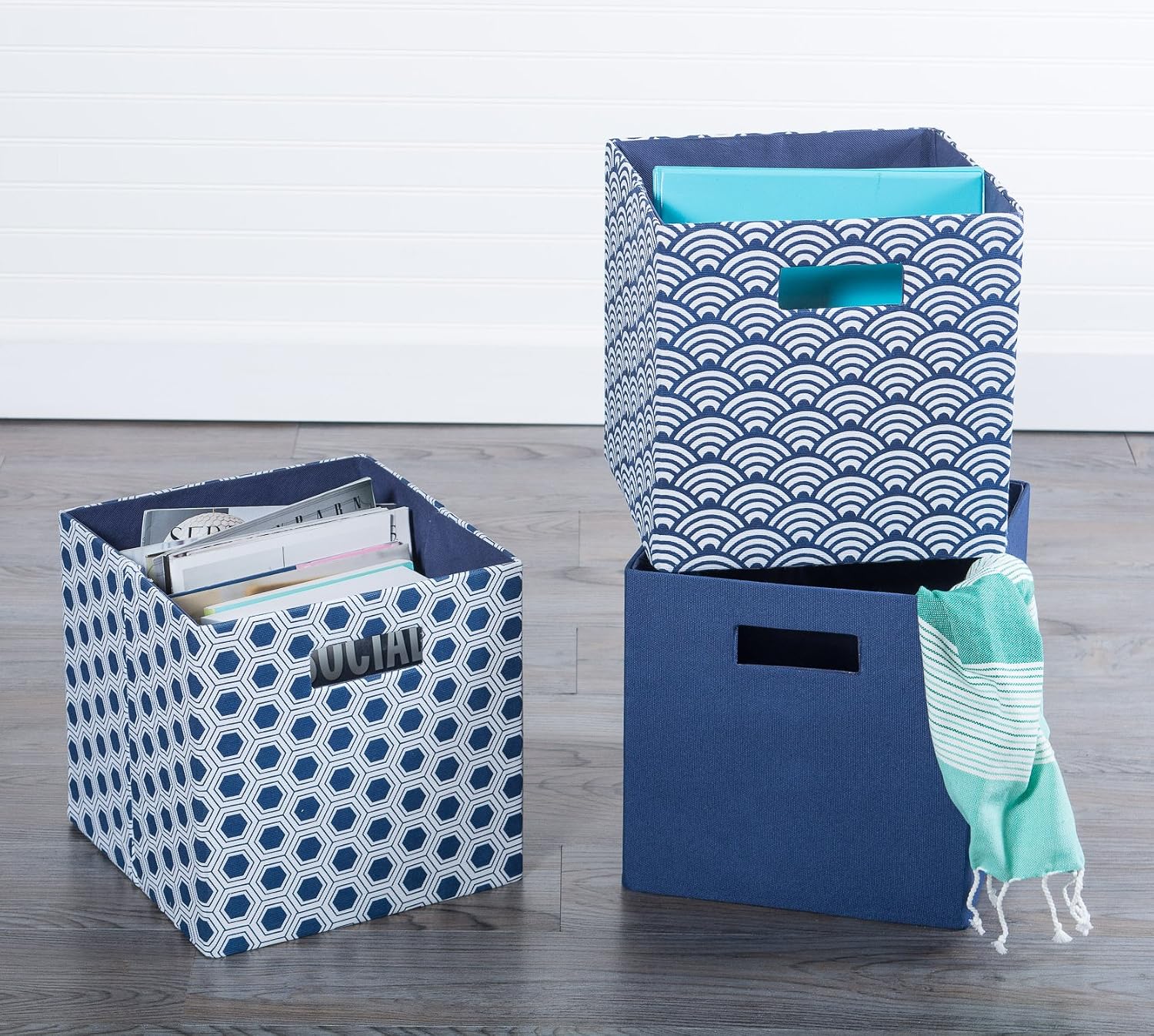 DII Fabric Storage Cube Organizer Bin 13x13x13 Foldable, Teal