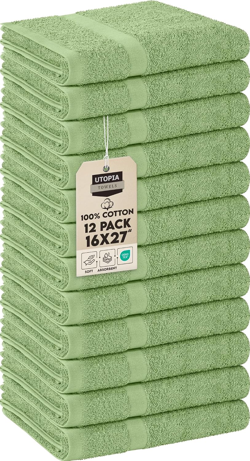 Utopia Towels Salon Towels, Pack of 24, 16x27 in, 100% Cotton, White | Highly Absorbent Lightweight Cotton Salon Towels for Hand, Gym & Beauty Care - Soft, Ideal for Spa & Home Hair Care
