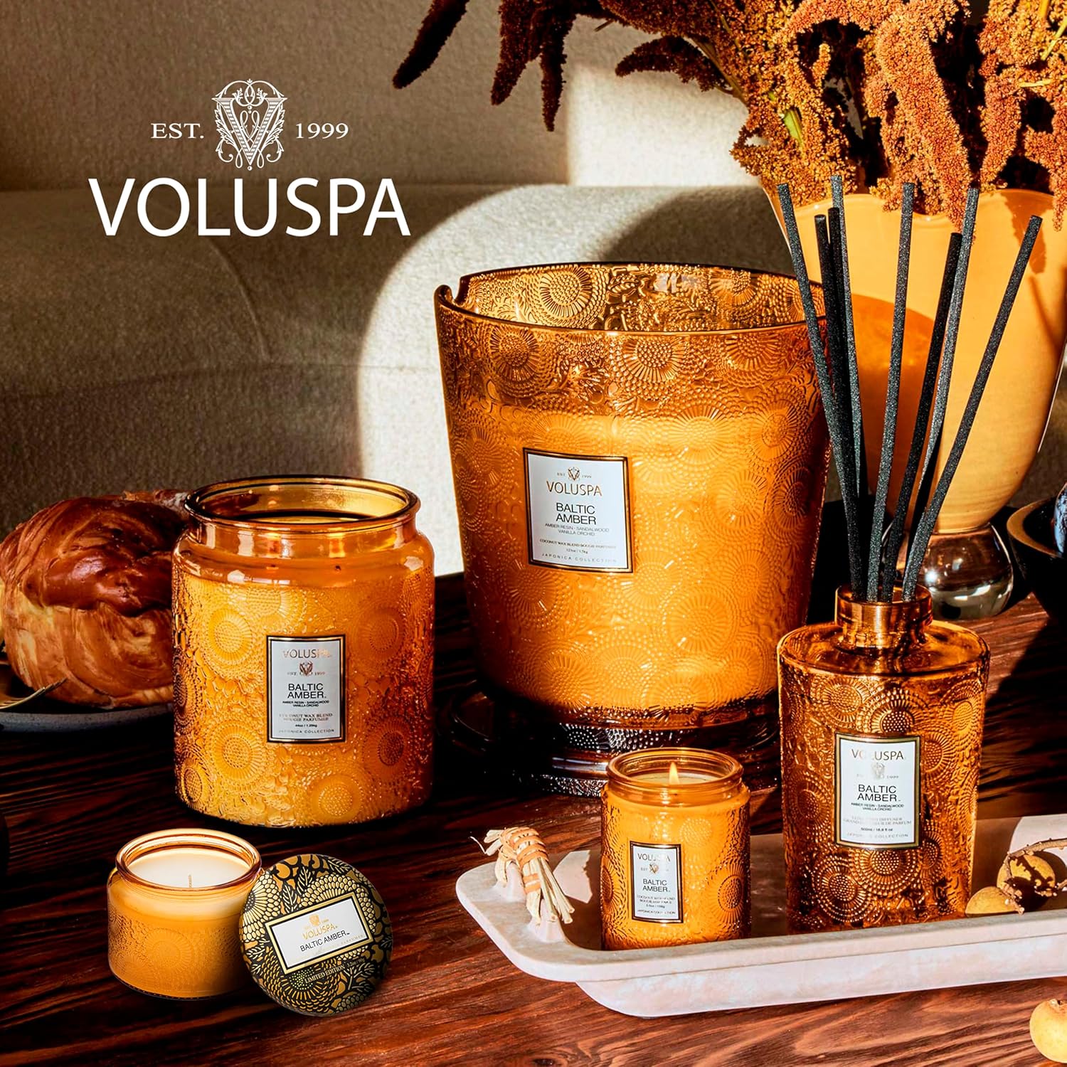 Voluspa Santal Vanille Scented Reed Diffuser, 3.4 oz, Luxury Santal Diffuser, Oil Reed Diffusers for Home, Handcrafted in the USA