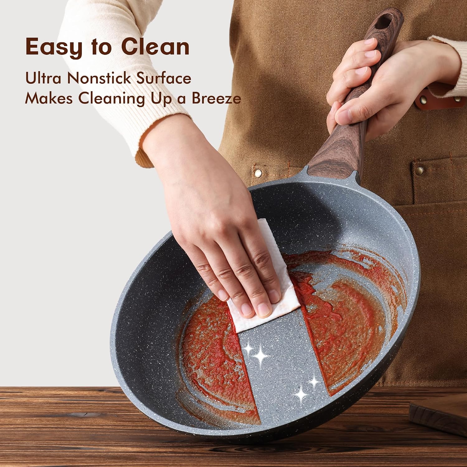 SENSARTE Nonstick Frying Pan Skillet, Swiss Granite Coating Omelette Pan, Healthy Stone Cookware Chef's Pan