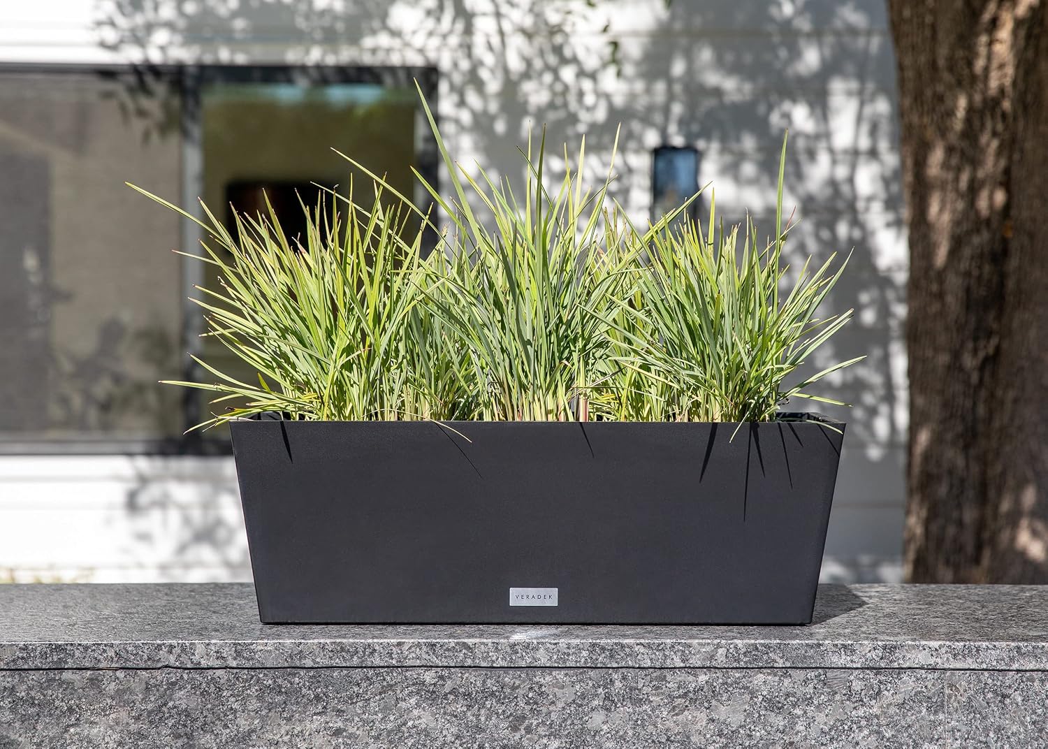 Veradek Pure Series Window Box Planter - Tapered Outdoor Planter | Made From Durable Plastic With Pre-Drilled Drainage Holes. Modern Patio/Tabletop Décor for Plants and Flowers