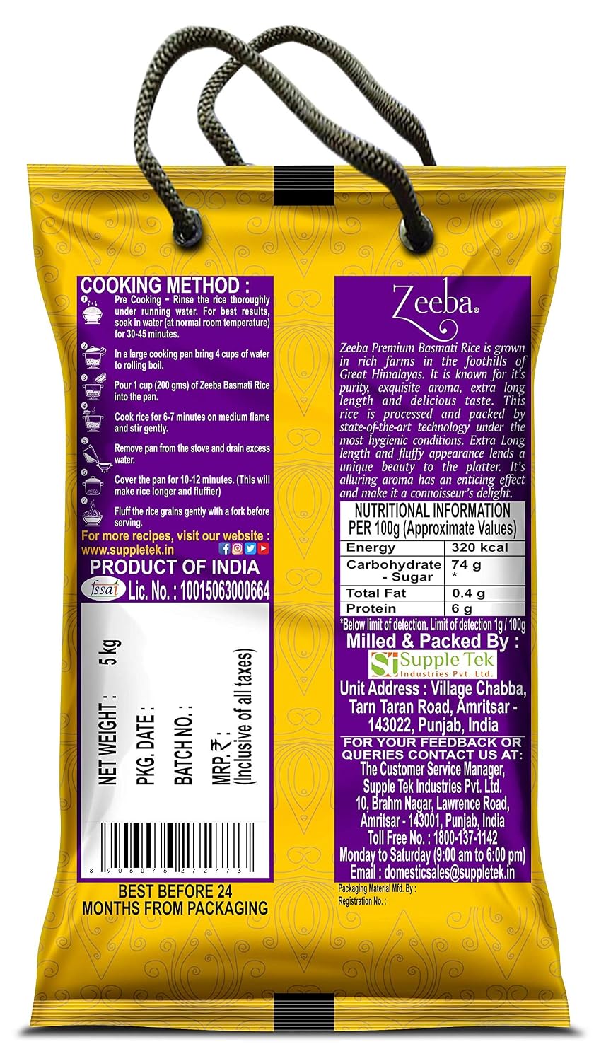 Zeeba 1121 Premium Basmati Rice, 10 lbs (4.54 kg)
