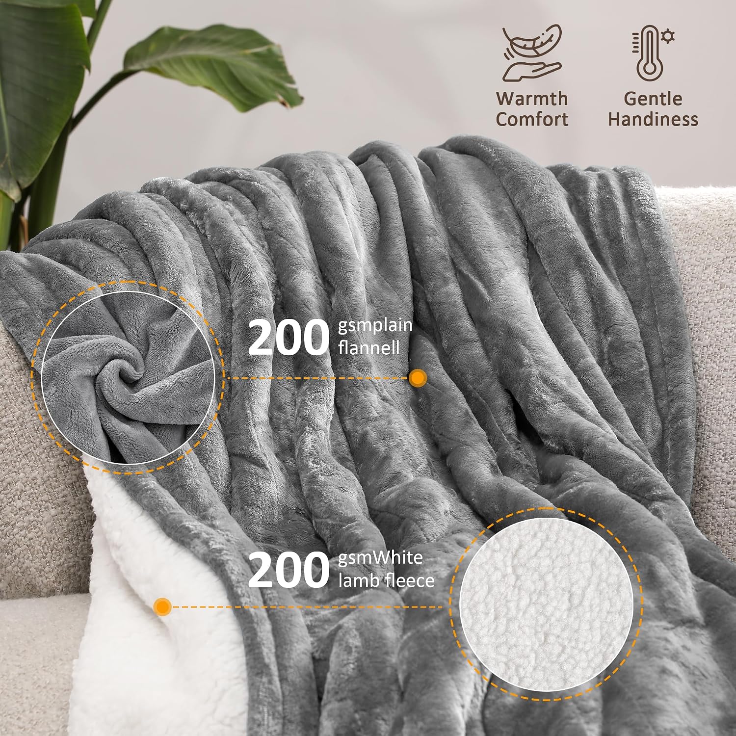 SUNVIVI Heated Blanket King Size, Heating Electric Throw Blanket Dual Control, 10 Heat Settings, 12 Hours Auto Off, Machine Washable, ETL Certified