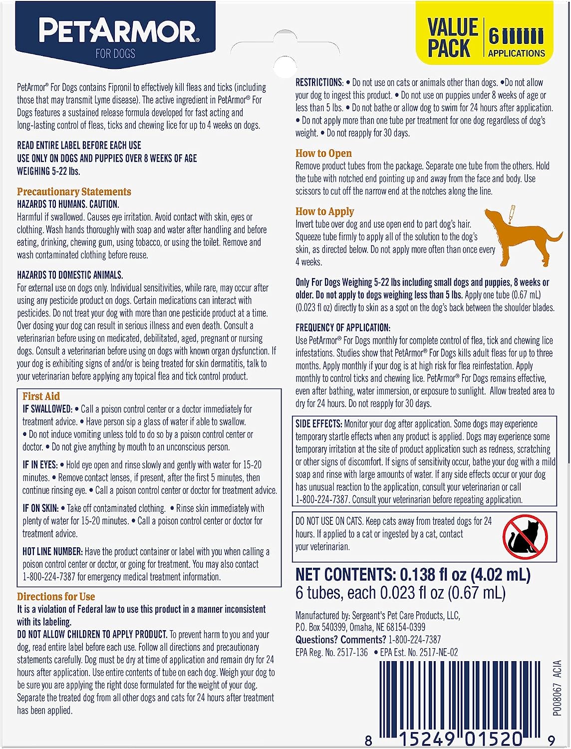 PetArmor Flea & Tick Topical Dogs 45-88 lbs, Fipronil, 3-Month | Ideal for Large Dogs 45-88 lbs; Kills Adult Fleas in 24-48 hrs; 3-month supply; Vet-Quality, No Rx Needed
