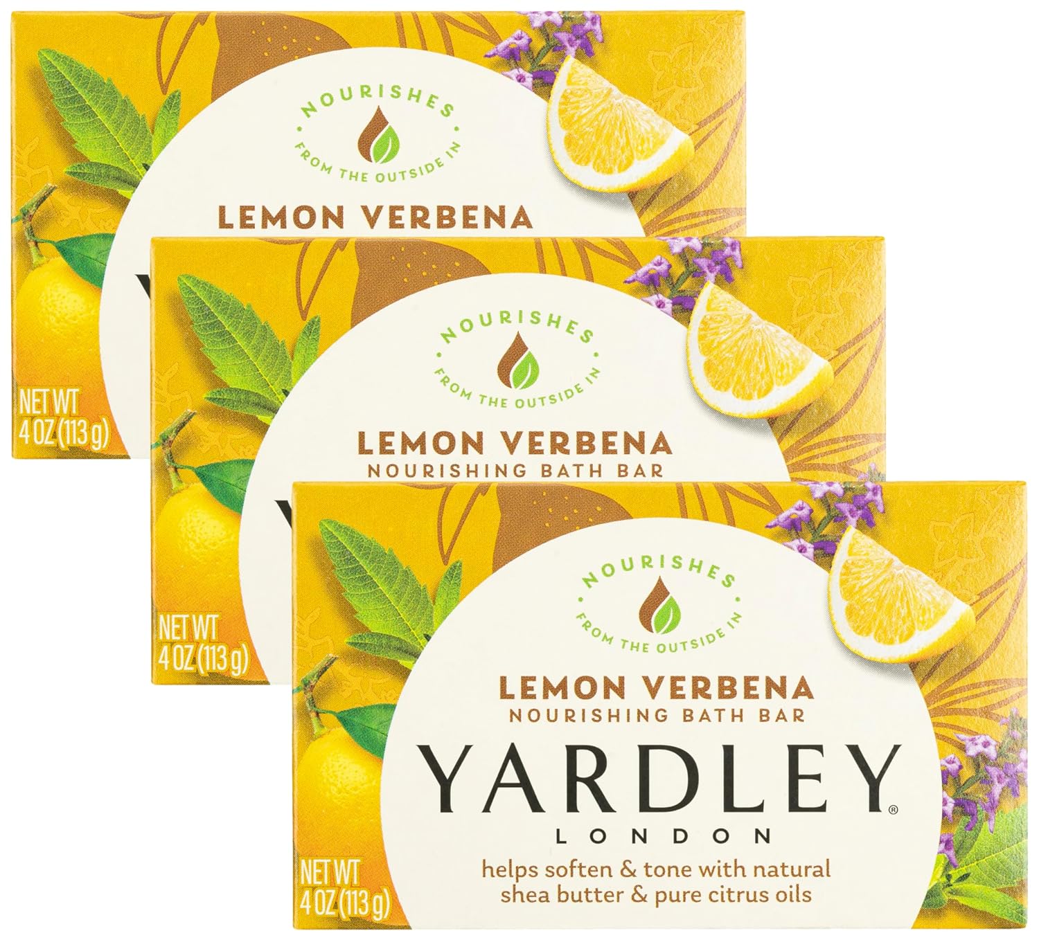 Yardley London Lemon Verbena Naturally Moisturizing Bath Bar, 4.25 ounce