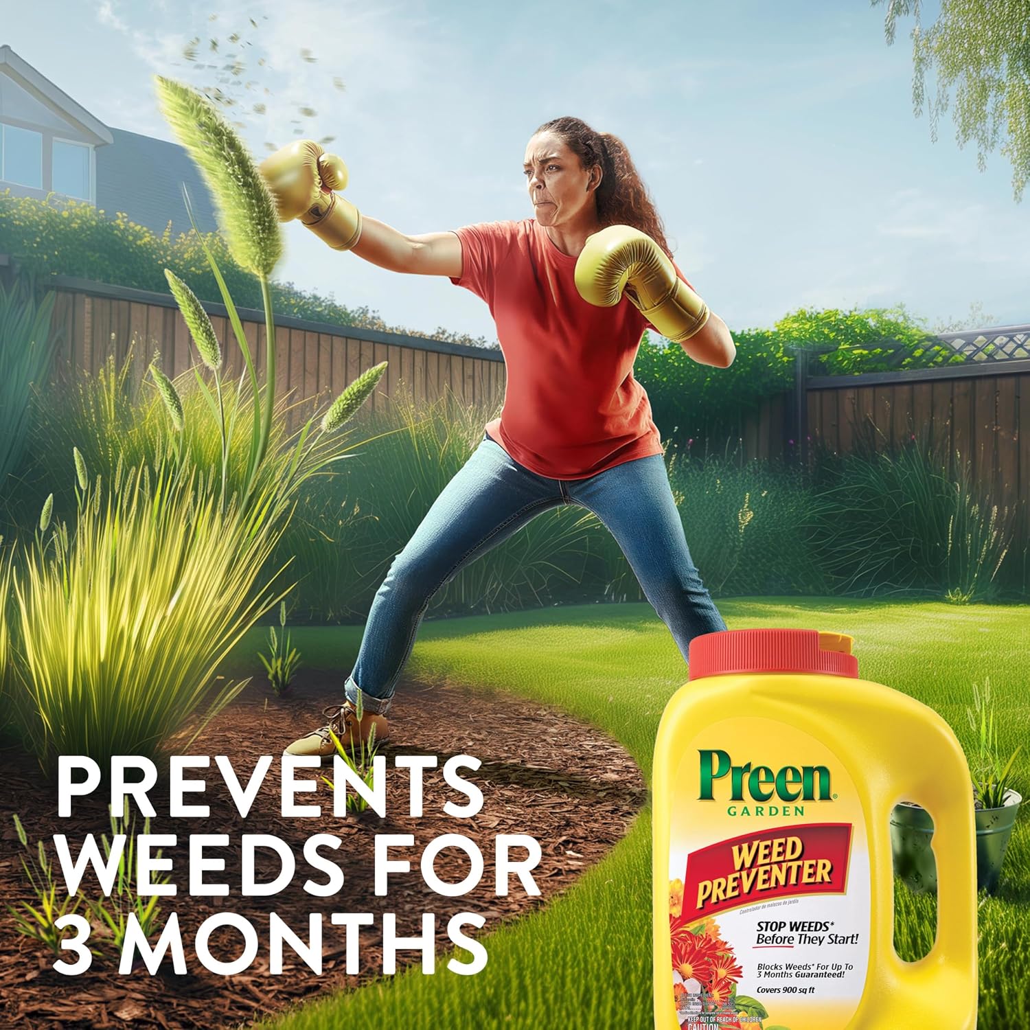 Preen Garden Weed Preventer 16 lb. Drum, Covers 2,560 sq. ft. | Pre Emergent Weed Control for Flower and Vegetable Gardens - Prevents weeds up to 3 months - Safe for use around 200 plants
