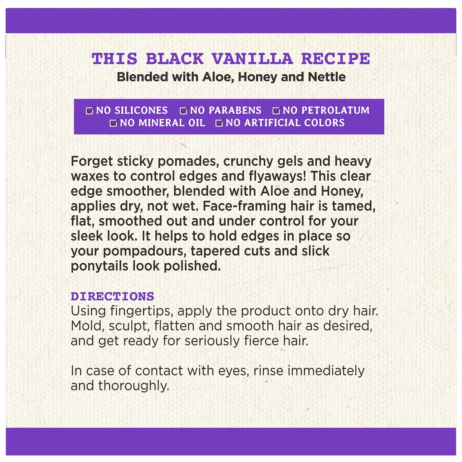 Carol's Daughter Black Vanilla Edge Control for Curly, Wavy or Natural Hair, Clear Edge Smoother for Dry, Dull or Brittle Hair, 2 Oz