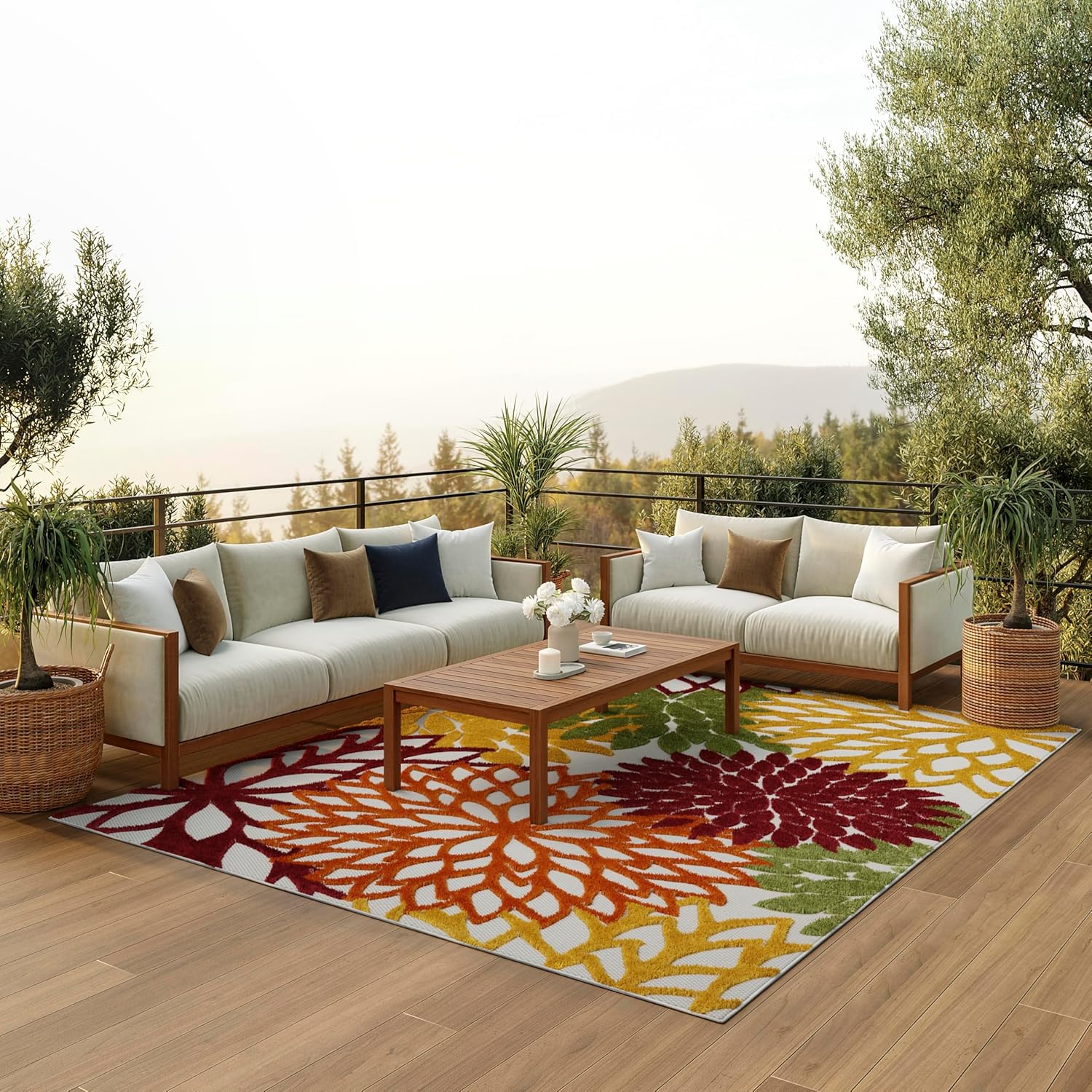 Nourison Home Aloha Indoor/Outdoor Black White 2'8" x 4' Area Rug, Tropical, Botanical, Easy Cleaning, Non Shedding, Bed Room, Living Room