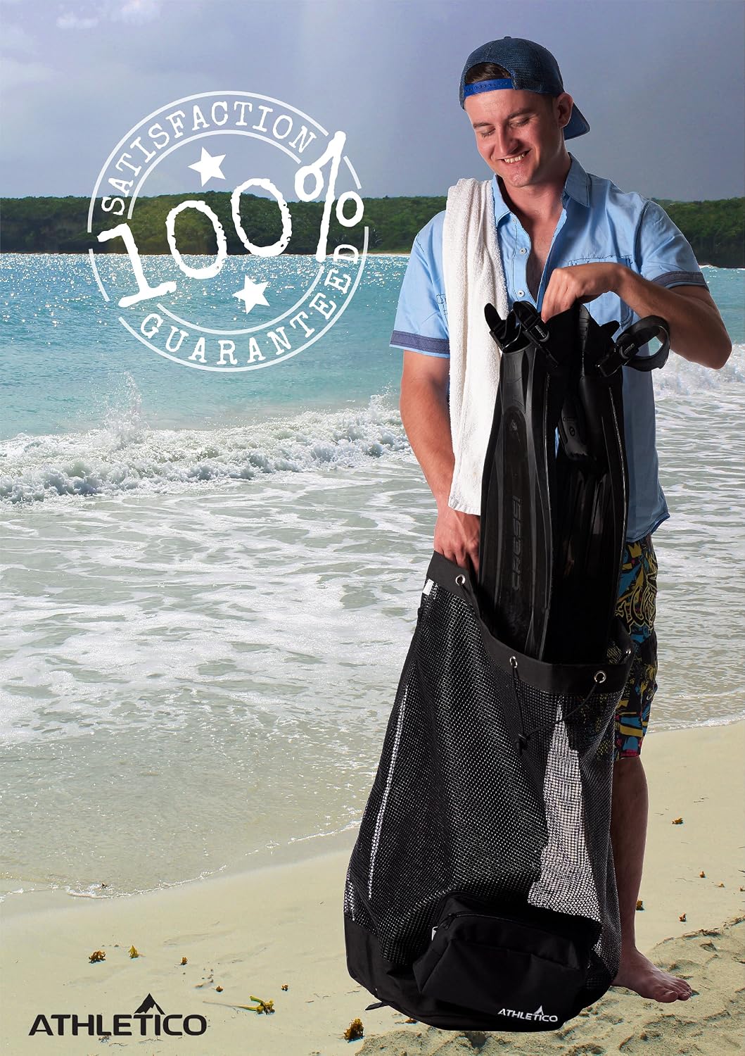 Athletico Scuba Diving Bag - XL Mesh Travel Backpack for Scuba Diving and Snorkeling Gear & Equipment - Dry Bag Holds Mask, Fins, Snorkel, and More