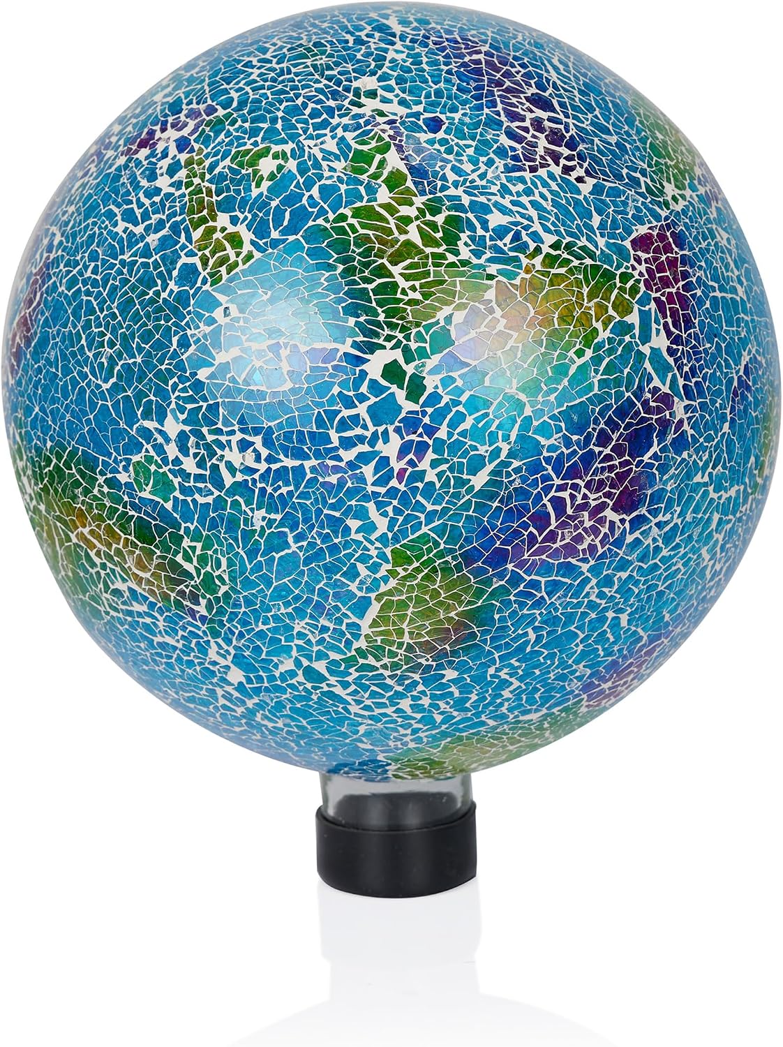 Alpine Corporation 10" Diameter Indoor/Outdoor Glass Mosaic Gazing Globe Yard Decoration, Purple Pearlized Petals Design
