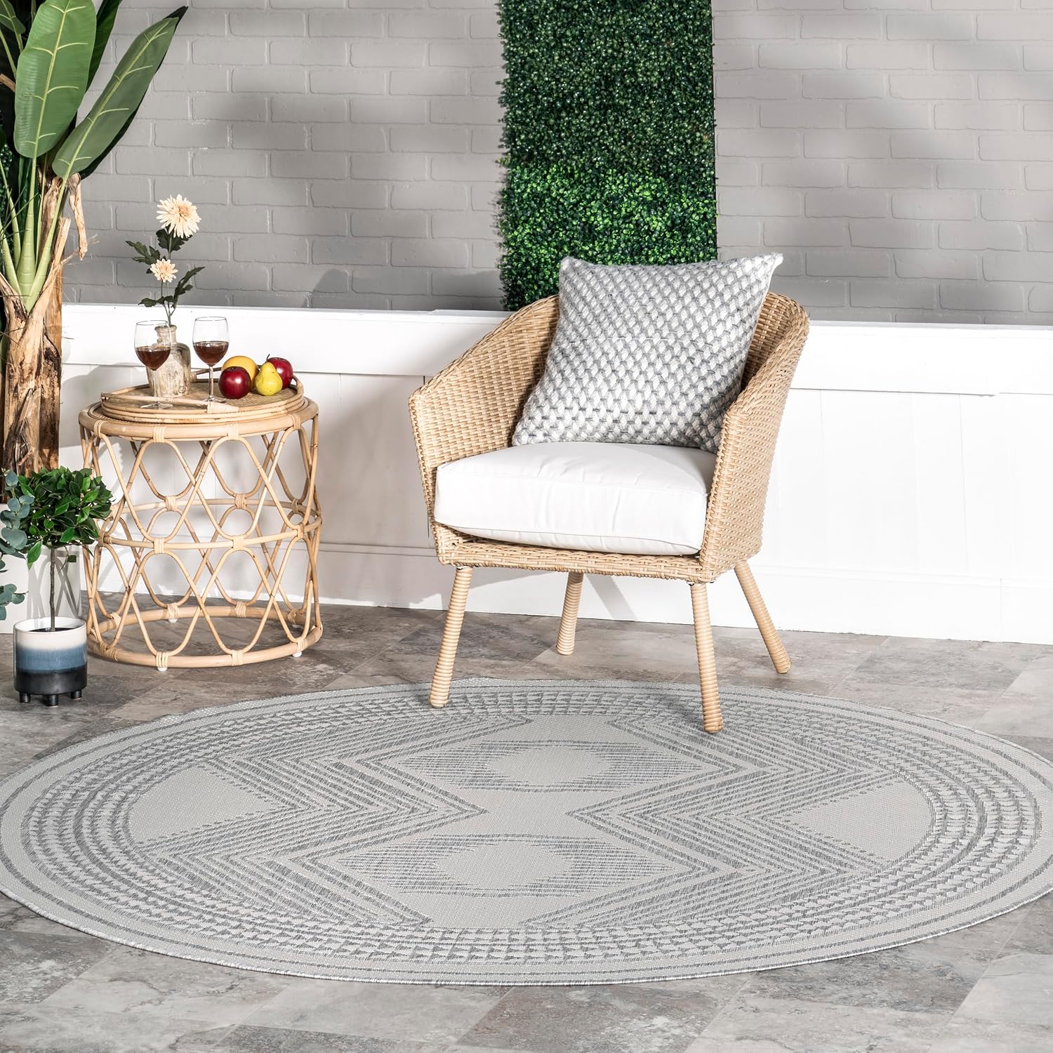 nuLOOM Ranya Light Brown Geometric Indoor/Outdoor Area Rug, 4' x 5'