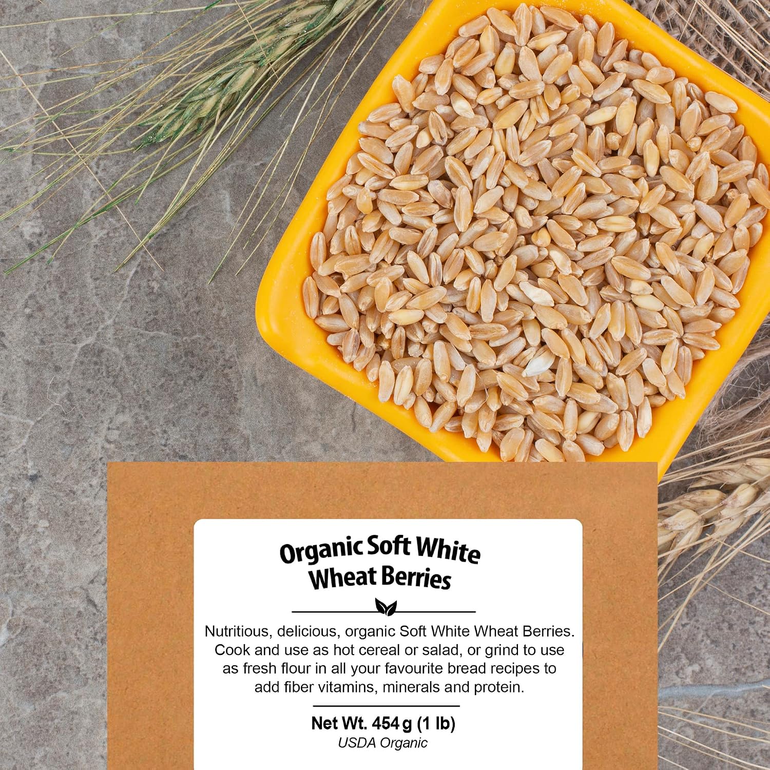 Organic Soft White Wheat Berries 5.8lb - Healthy Whole Grains Bulk | Ideal for Feeder Oats, Flour, Bread, Soup - High in Protein & Fiber - USA Grown | USDA Certified | Vegan | Non-GMO
