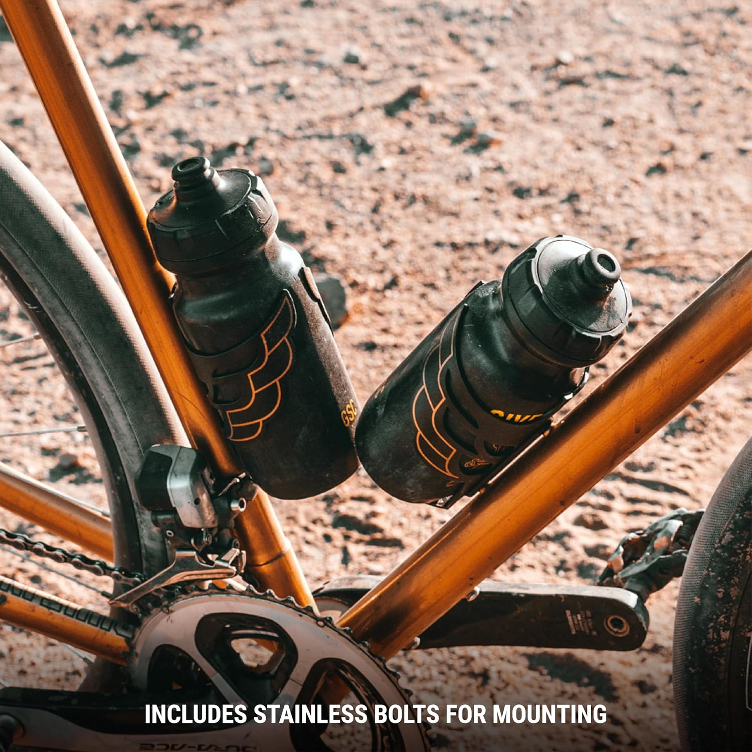 Portland Design Works Water Bottle Cage - Lightweight Water Bottle Holder for Bikes, Owl Cage, Black/Gold
