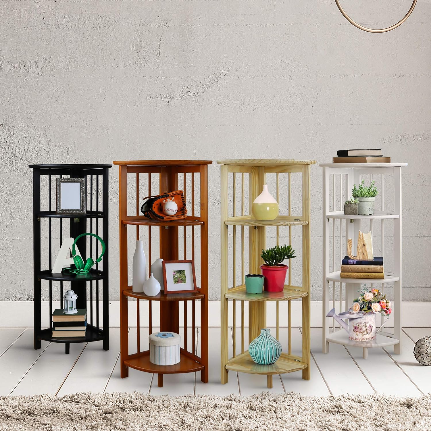 Casual Home 3-Shelf Folding Stackable Bookcase (27.5" Wide)-Walnut