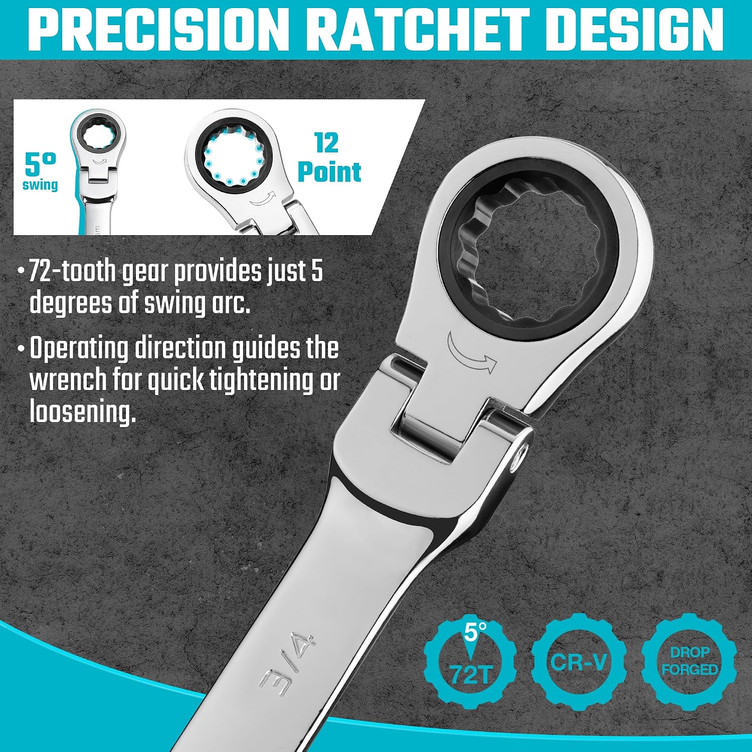 DURATECH 22-Piece Ratcheting Wrench Set, Combination Wrench Set, Metric&SAE
