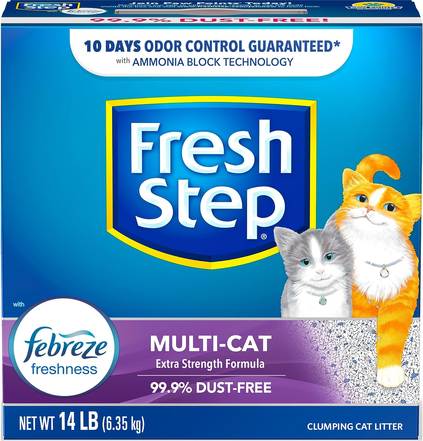 Fresh Step Extreme Clump Multi Cat Clumping Cat Litter, 14 lb. | Forms Tight Clumps, Easy To Scoop, Scented, Ammonia Block Technology, Low Dust, Compatible with Most Auto Litter Boxes