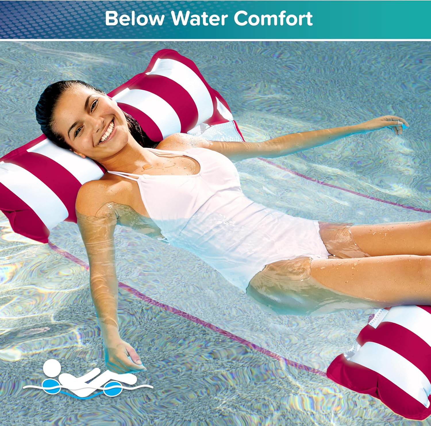 Aqua 4-in-1 Monterey Hammock Pool Float & Water Hammocks – 2-3-4 Multipacks – Multiple Colors/Styles – for Adults and Kids Floating