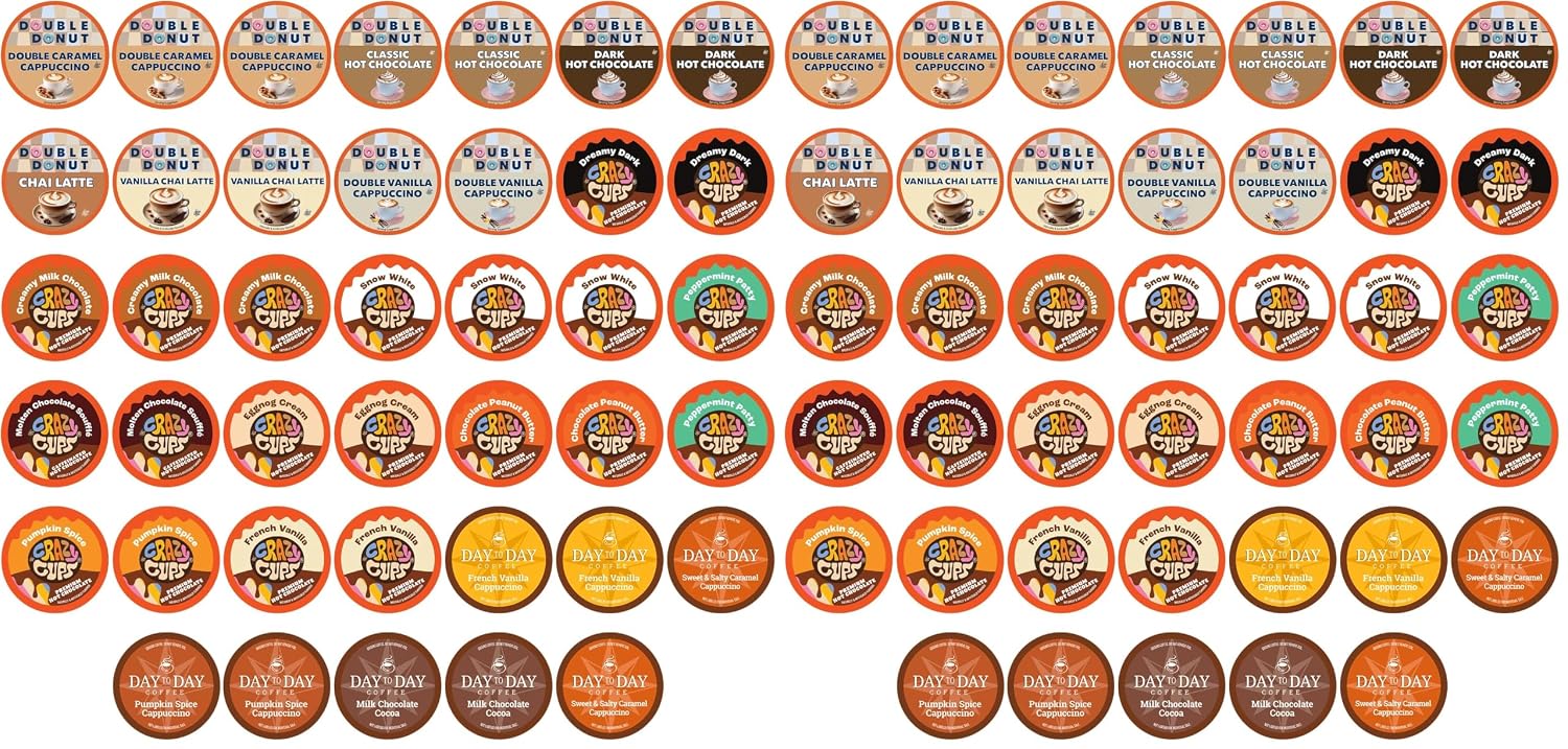 Crazy Cups Seasonal Premium Hot Chocolate Single Serve Cups for Keurig K Cup Brewers Variety Pack Sampler, 40 Count
