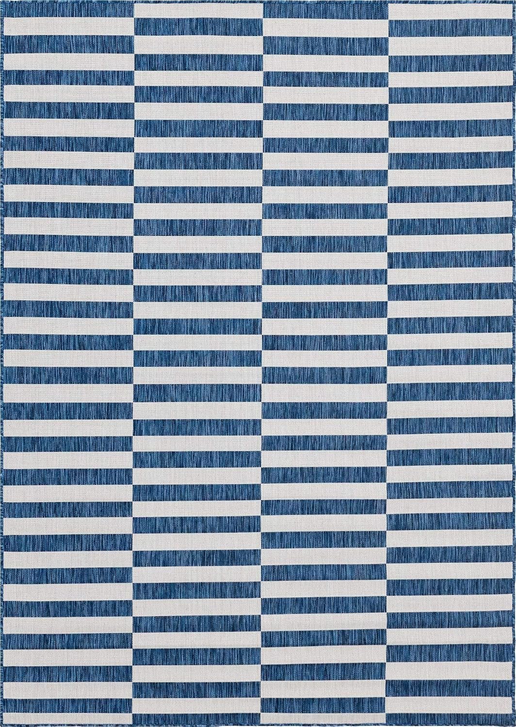 Unique Loom Outdoor Striped Collection Area Rug - Striped (7' 1" x 10' Rectangle, Taupe/Ivory)