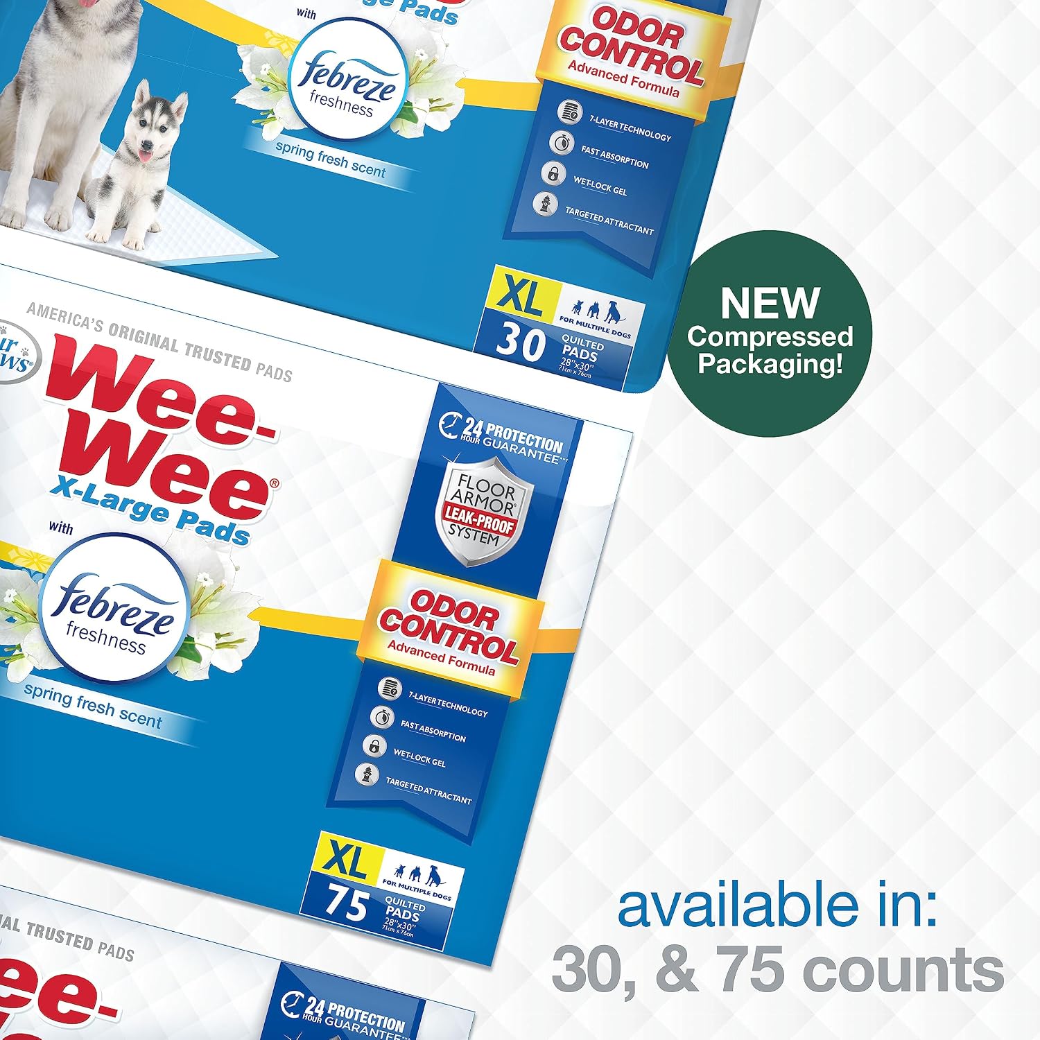 Four Paws Wee-Wee Odor Control Dog Pee Pads with Febreze Freshness