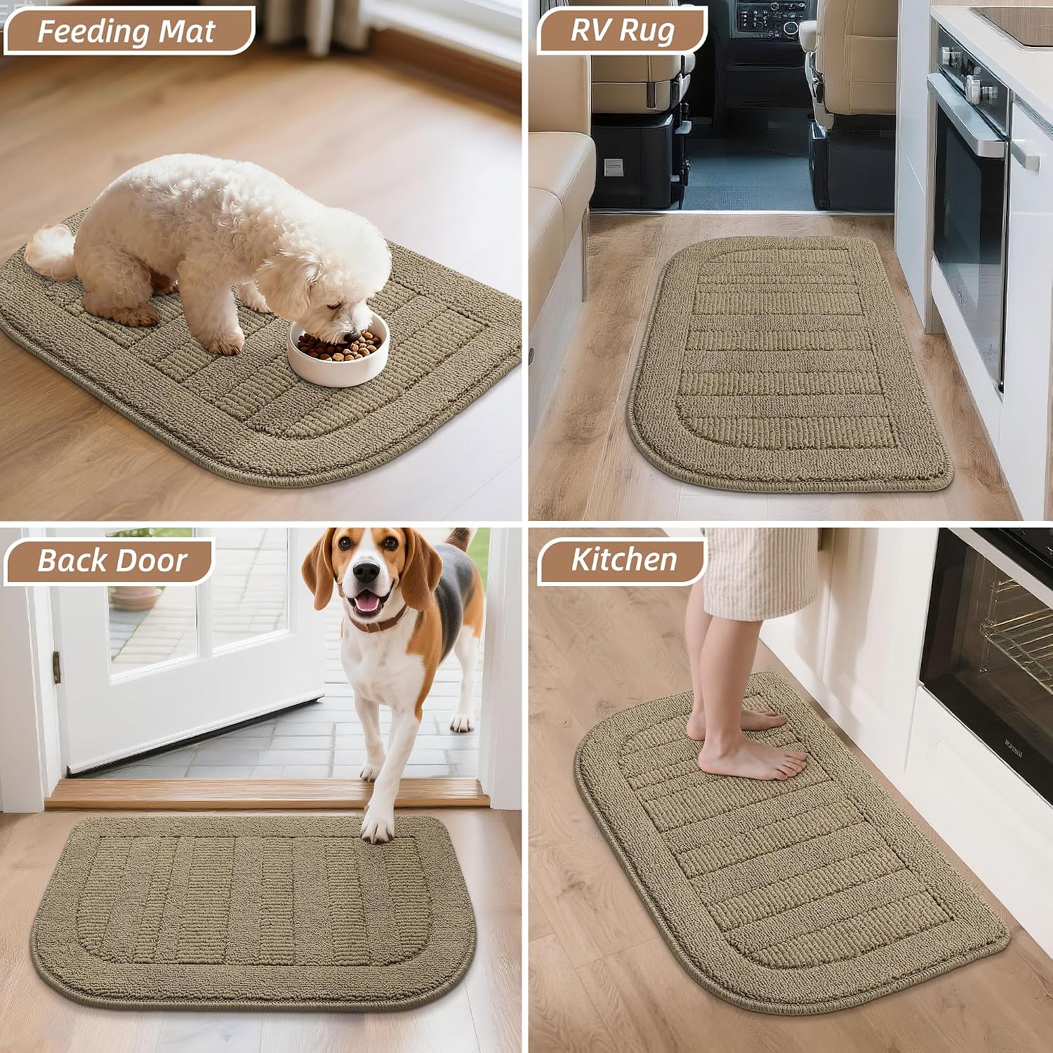 BEQHAUSE 30x18 Inch Kitchen Rugs Non Slip Washable Kitchen Sink Rug, Green