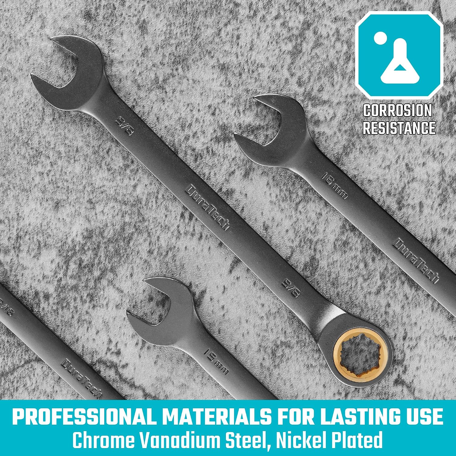 DURATECH 22-Piece Ratcheting Wrench Set, Combination Wrench Set, Metric&SAE